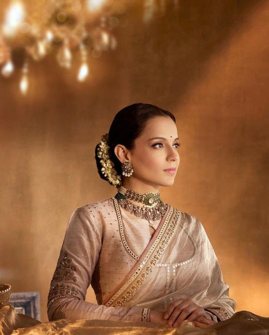 Kangana Ranaut channels royal elegance in tissue saree and opulent jewels