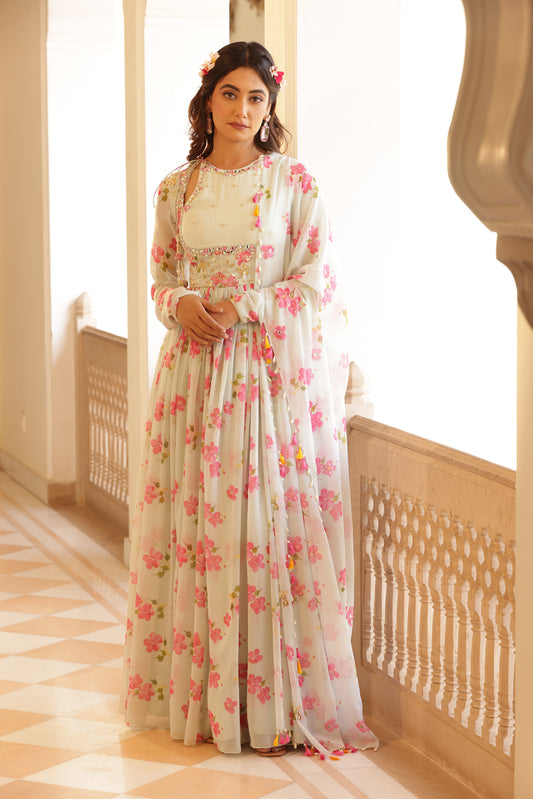 lily Chiffon anarkali set for wedding guests