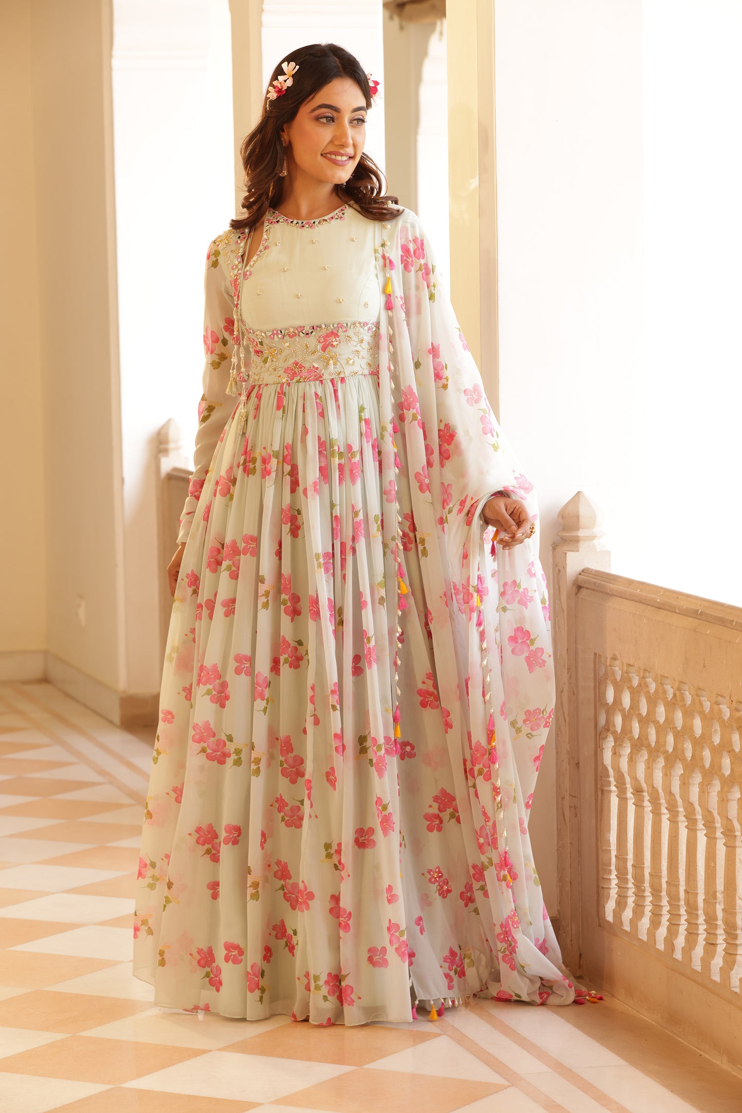 lily Chiffon anarkali set for wedding guests