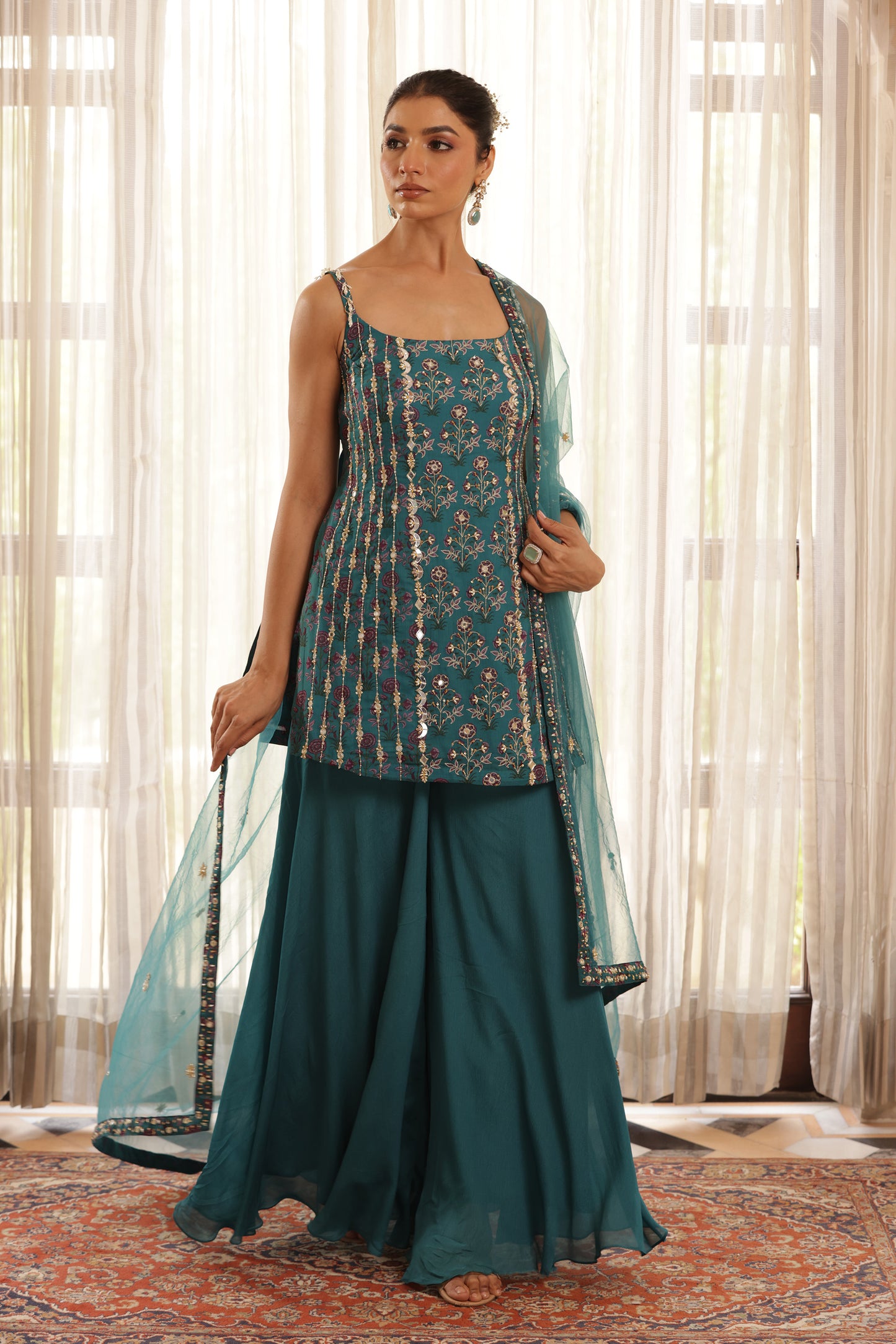 Noor Neher Green Mehendi Kurti set