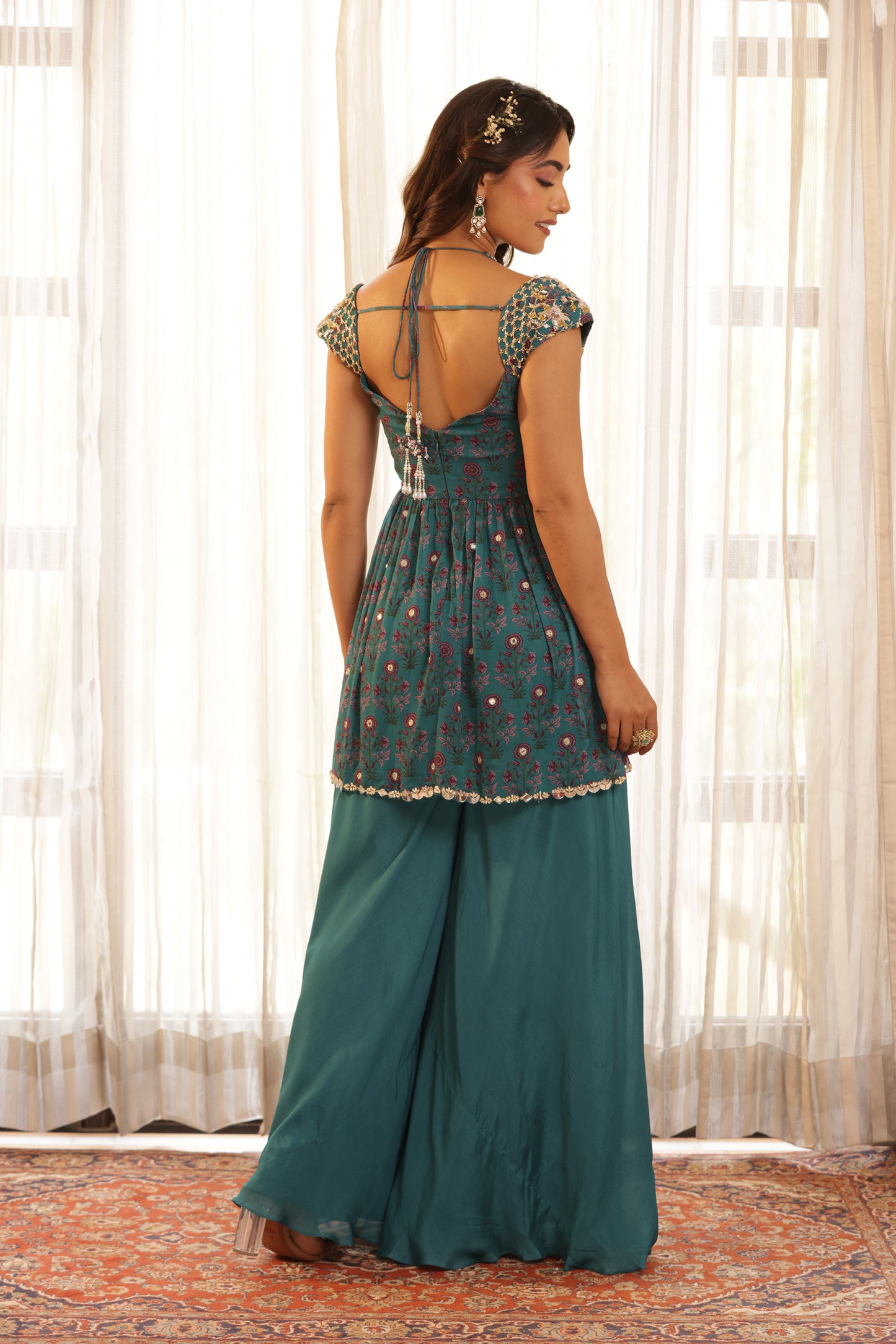 Noor peplum Green sharara set