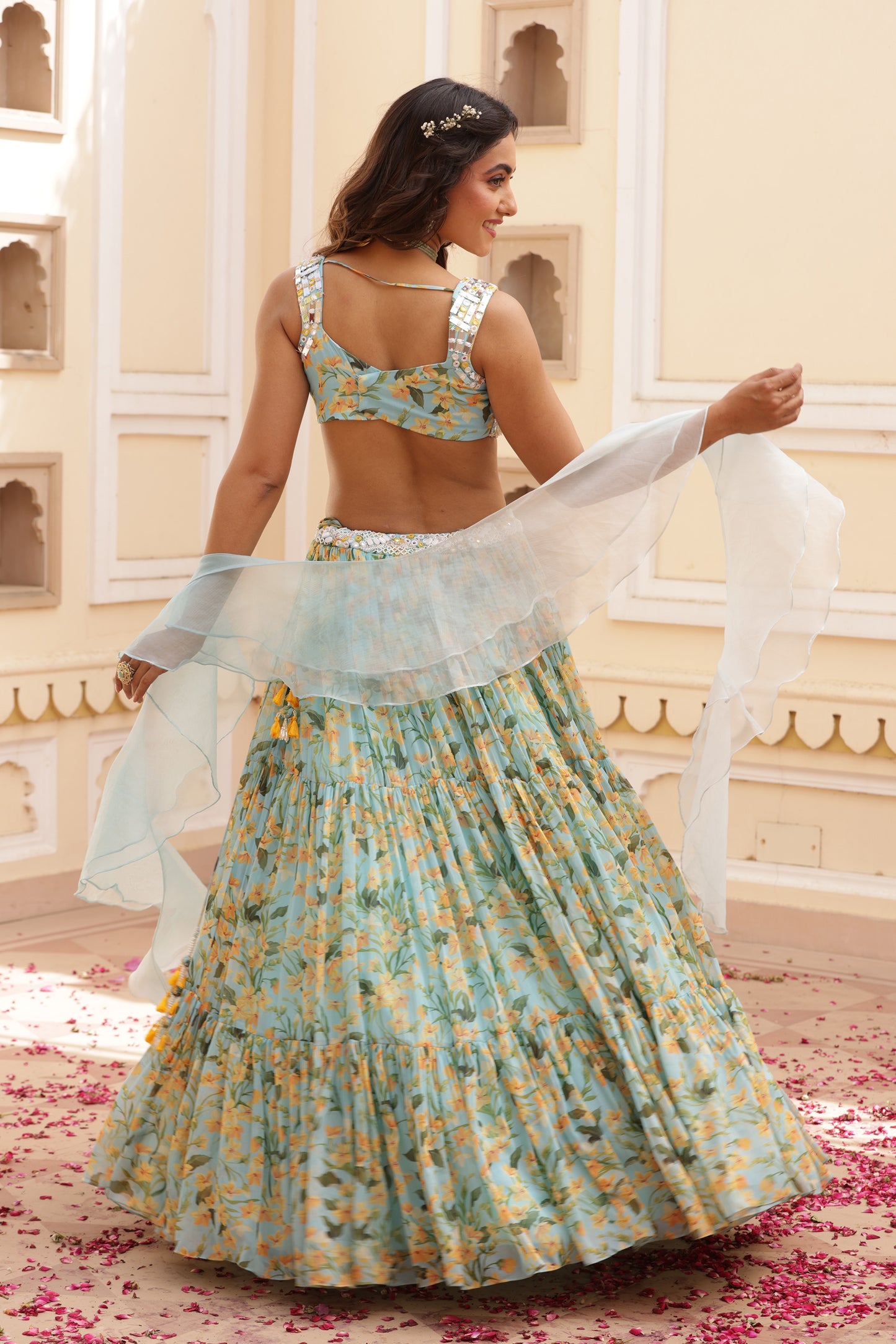 Mariam Chiffon three tier lehenga set