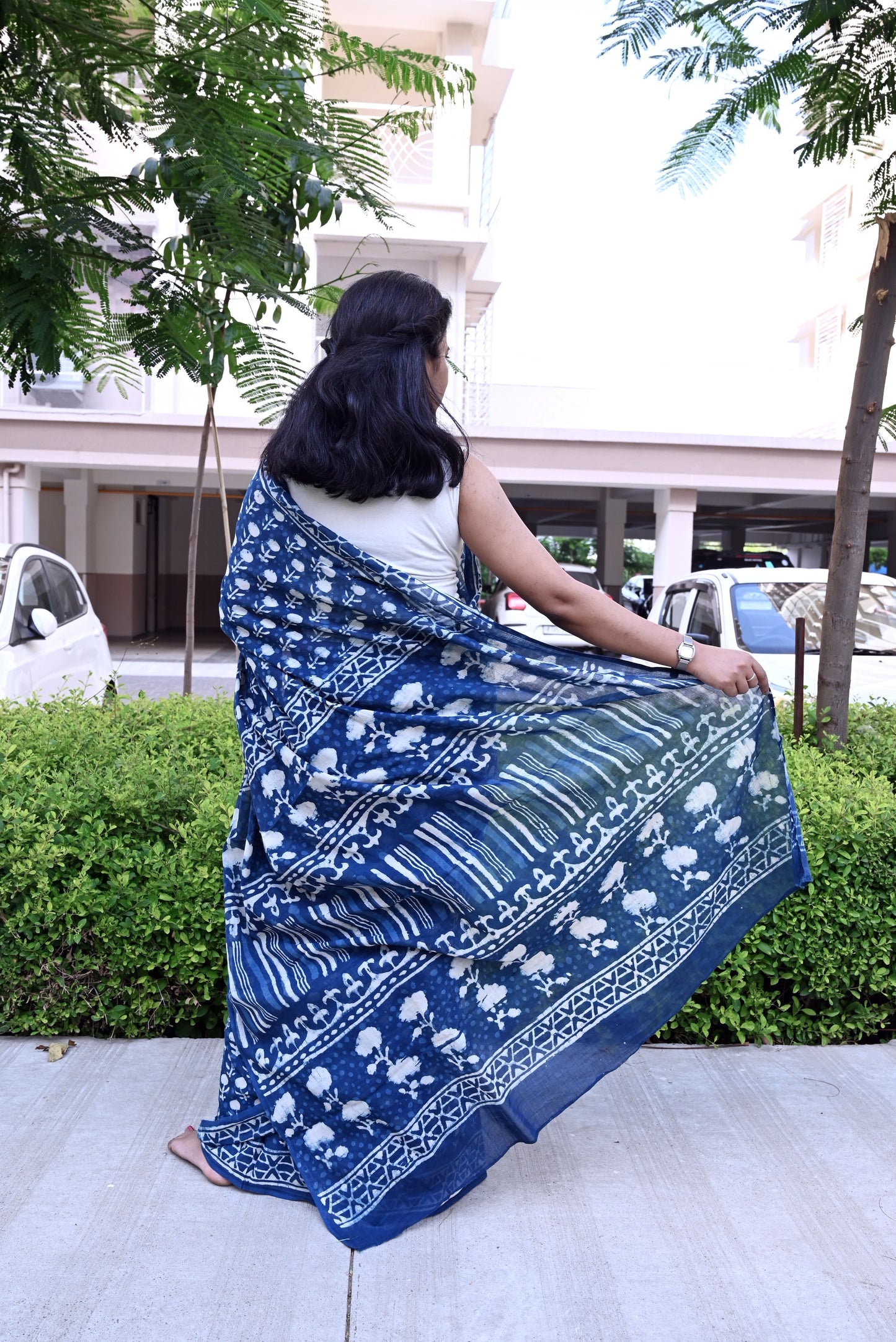 Infinite Love - Indigo Collection - Blue Cotton Mulmul Saree