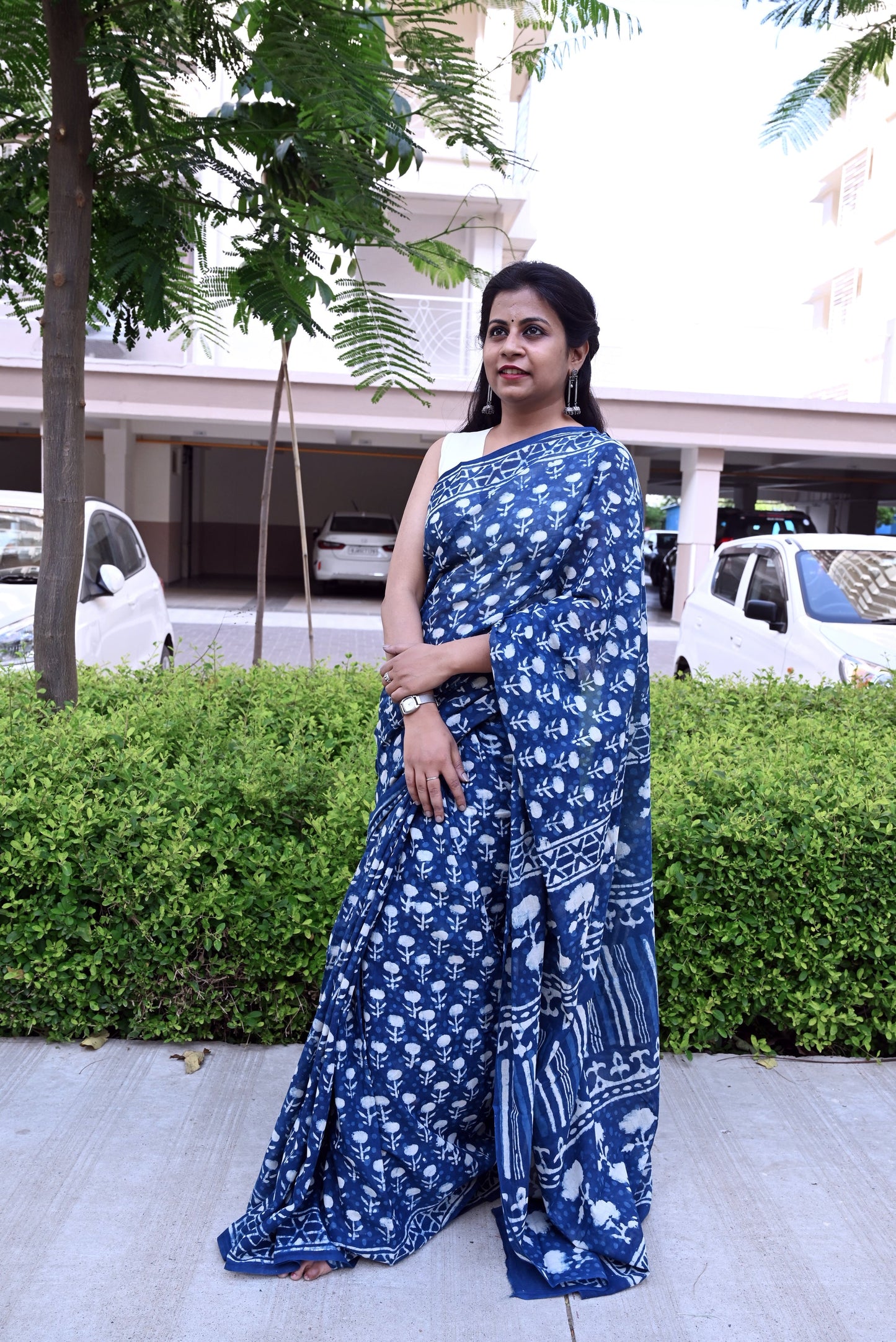 Infinite Love - Indigo Collection - Blue Cotton Mulmul Saree