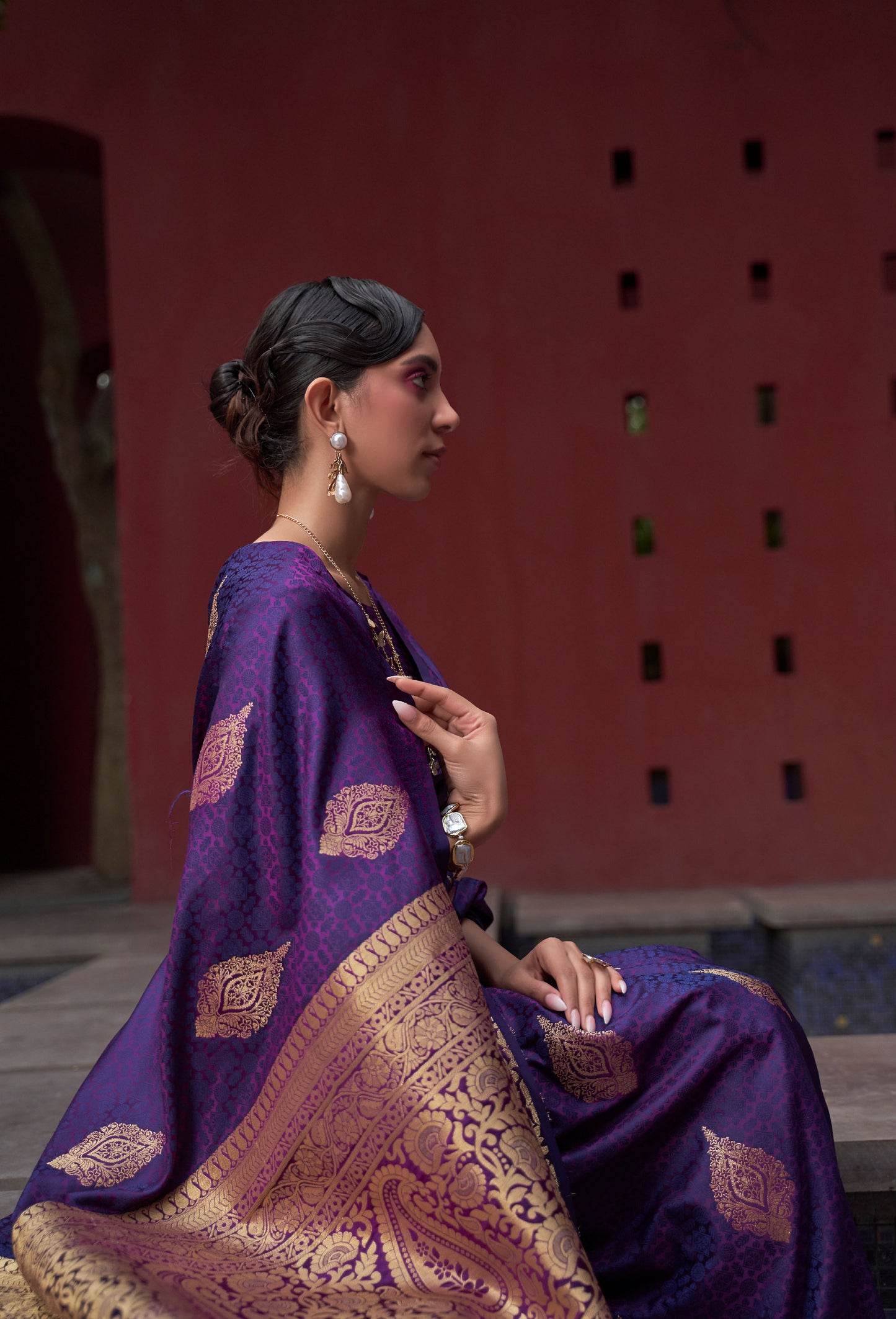 Purple Khushrat Pure Satin Weaving Saree