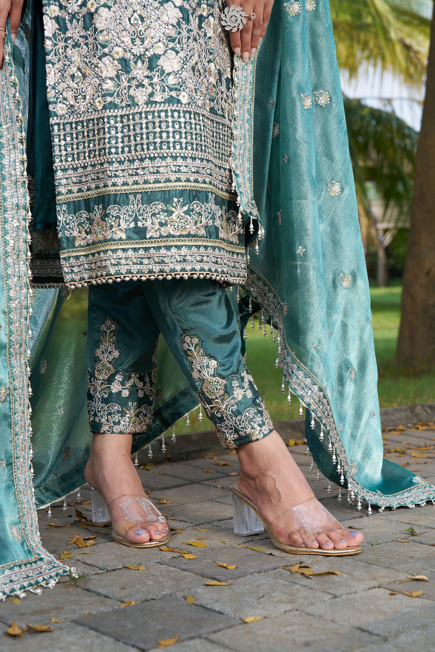 Dusty Green Straight Eid Suit