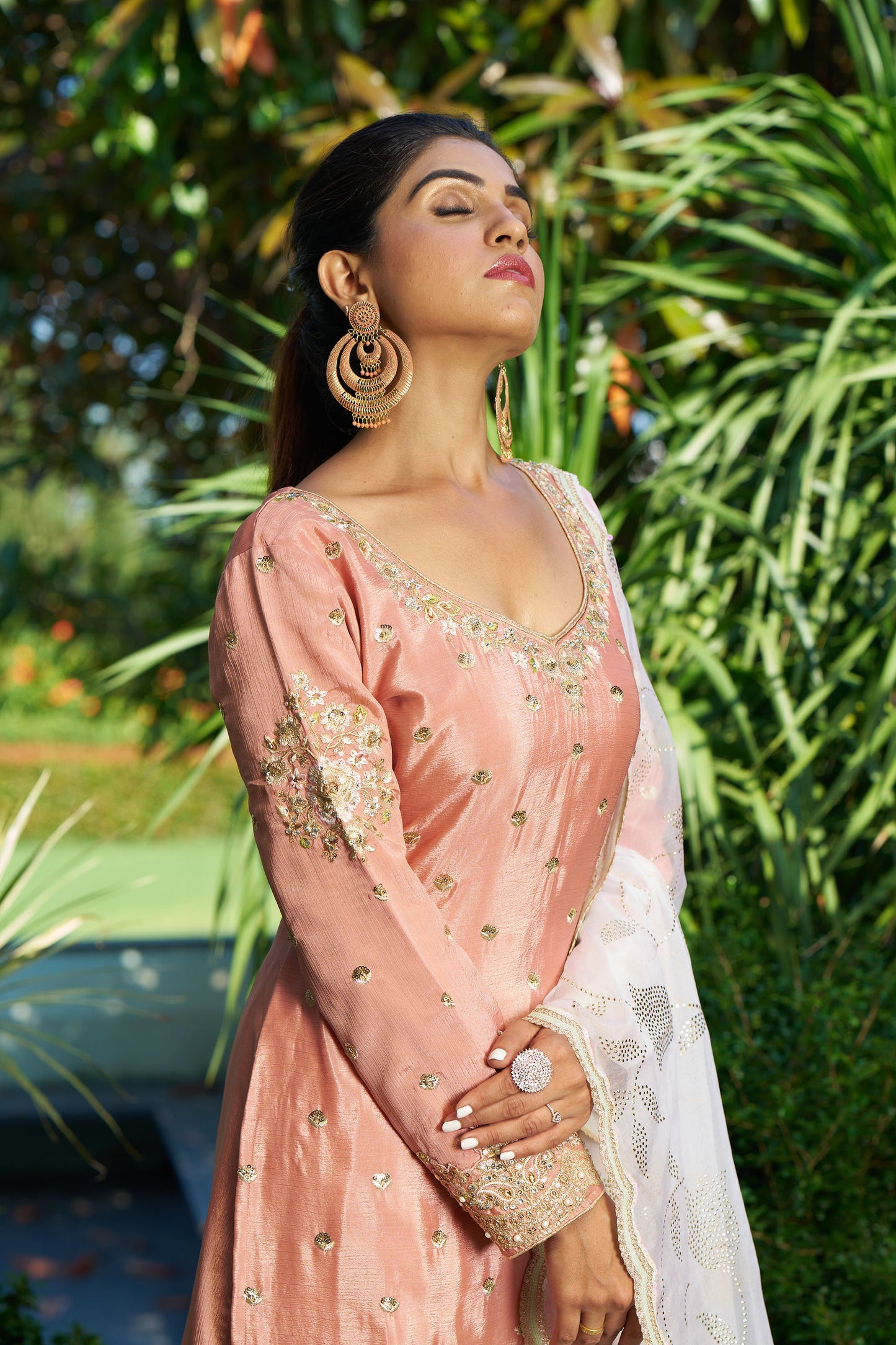 Coral & White Gharara Eid Suit