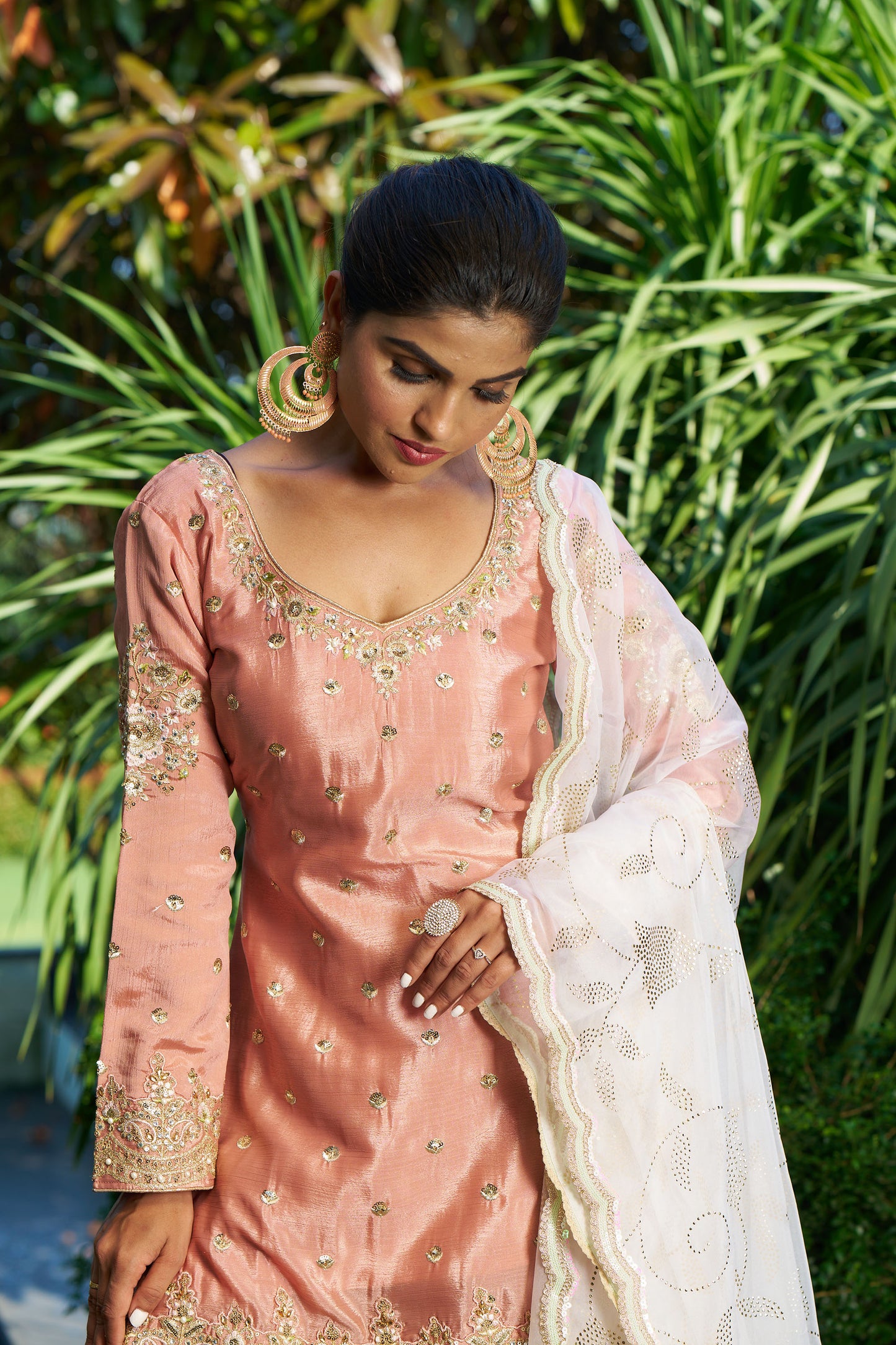 Coral & White Gharara Eid Suit