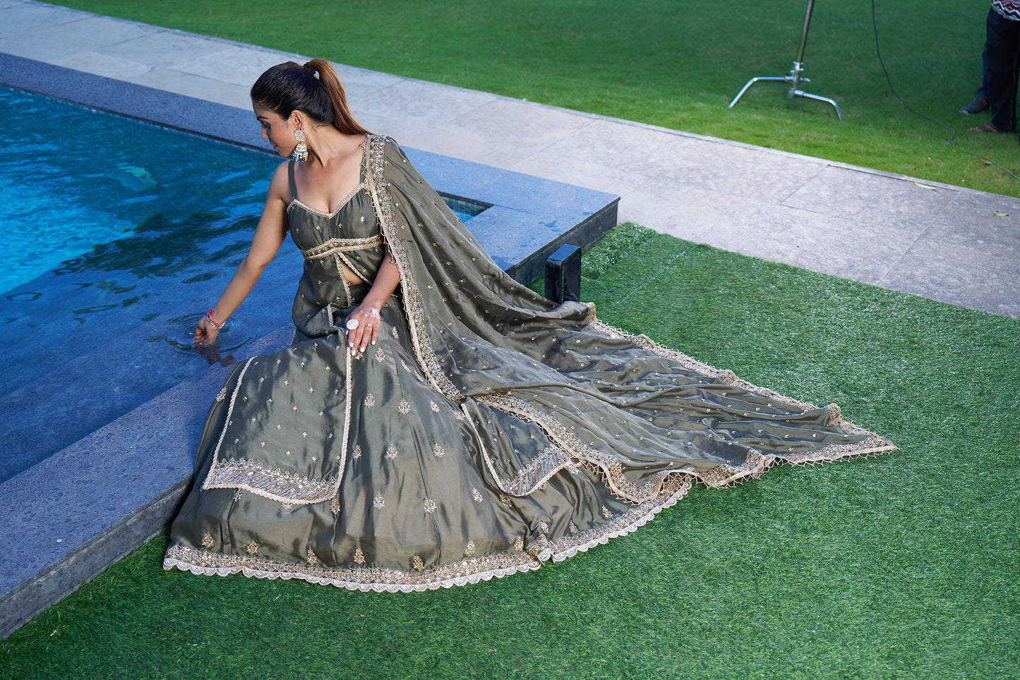 Dusty Green Lehenga with Top