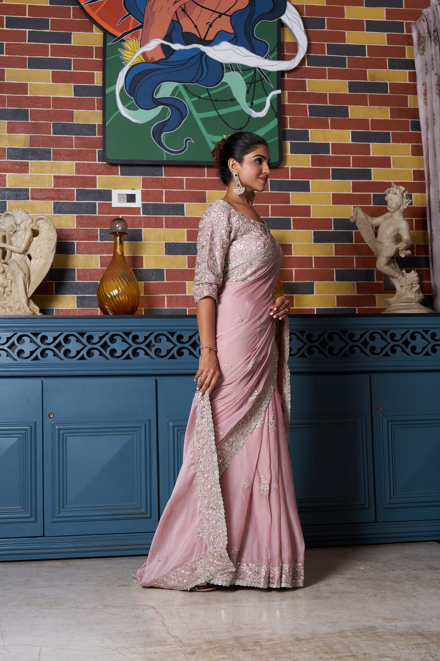 Dusty Pink Eid Saree