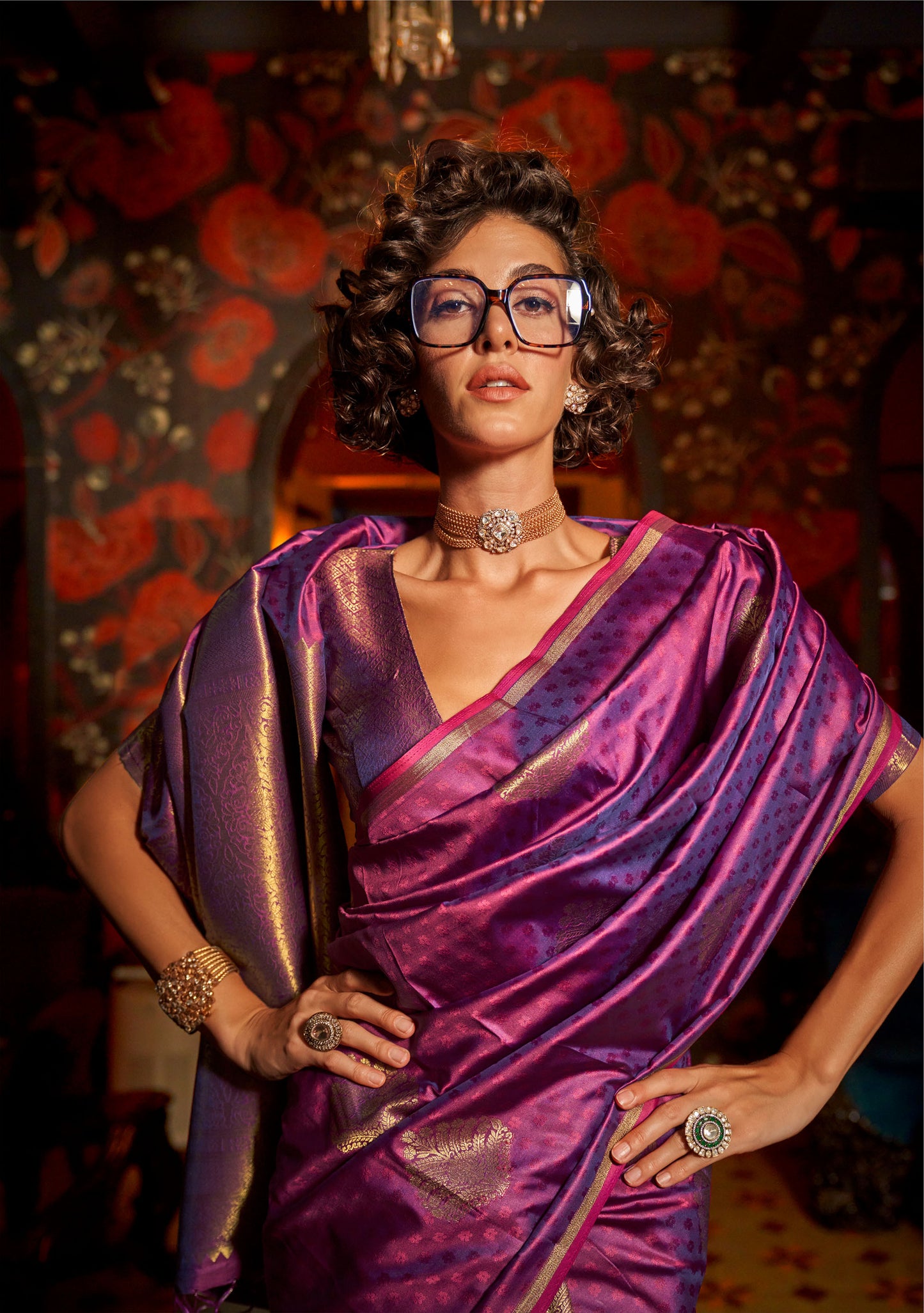 Purple Kaakshi Handwoven Silk Saree