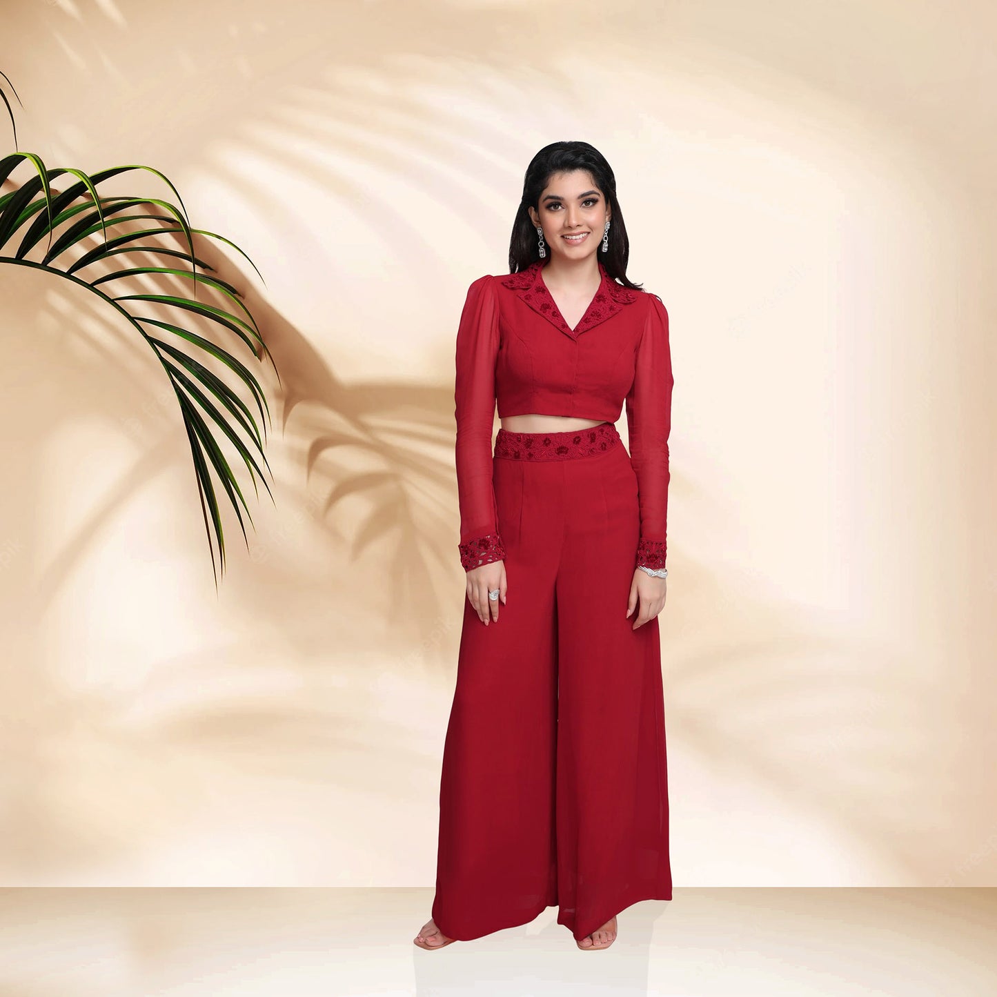 Aster Jumpsuit and Cape set- Red