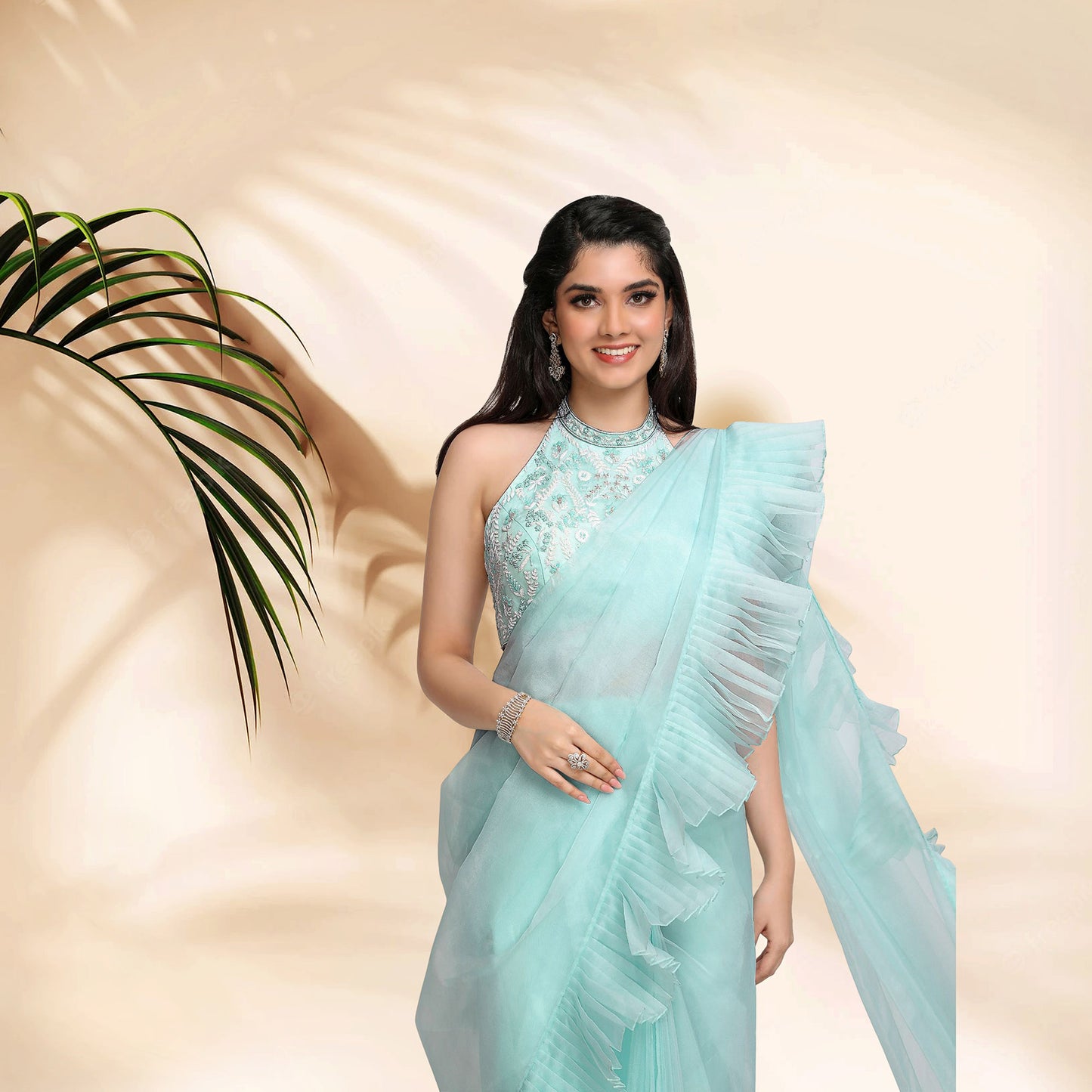 Iris Ready to wear Saree Set- Blue