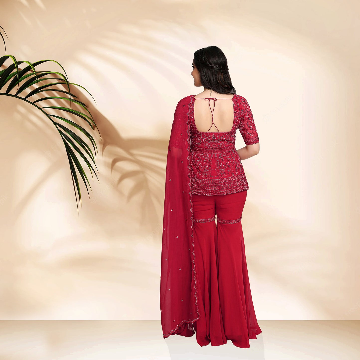 Amarylis Sharara Set- Red