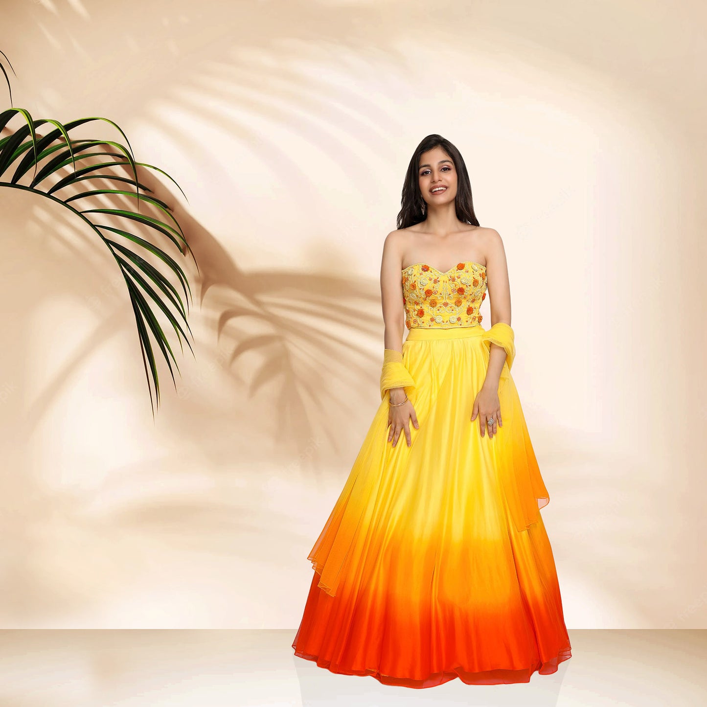 Sunset Designer Lehenga Set- Yellow