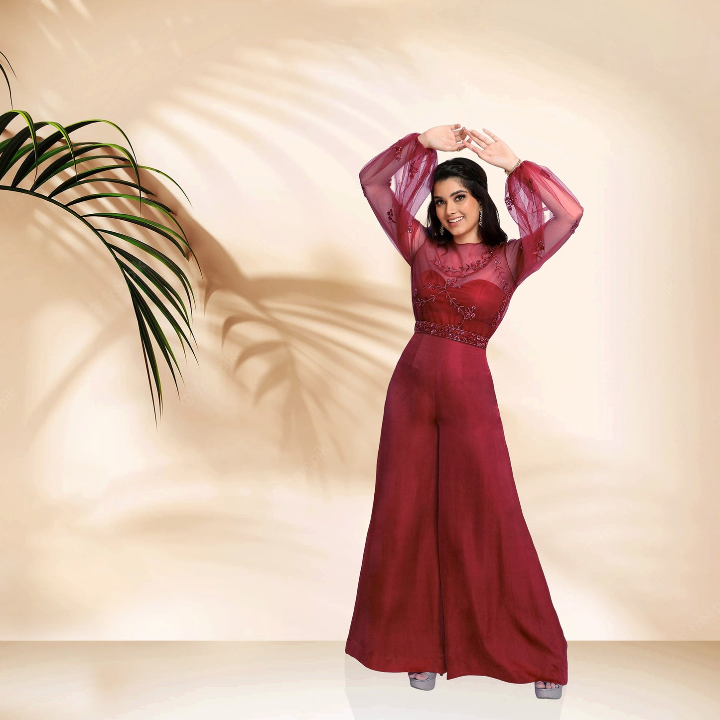 Aster Jumpsuit and Cape set- Wine