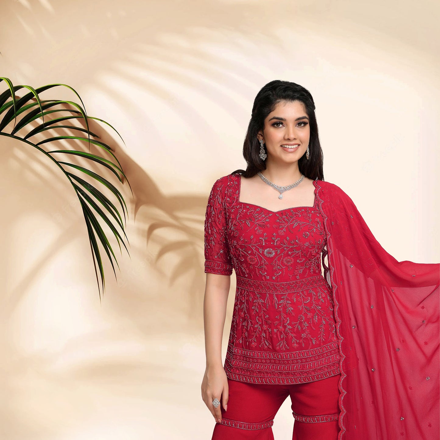 Amarylis Sharara Set- Red