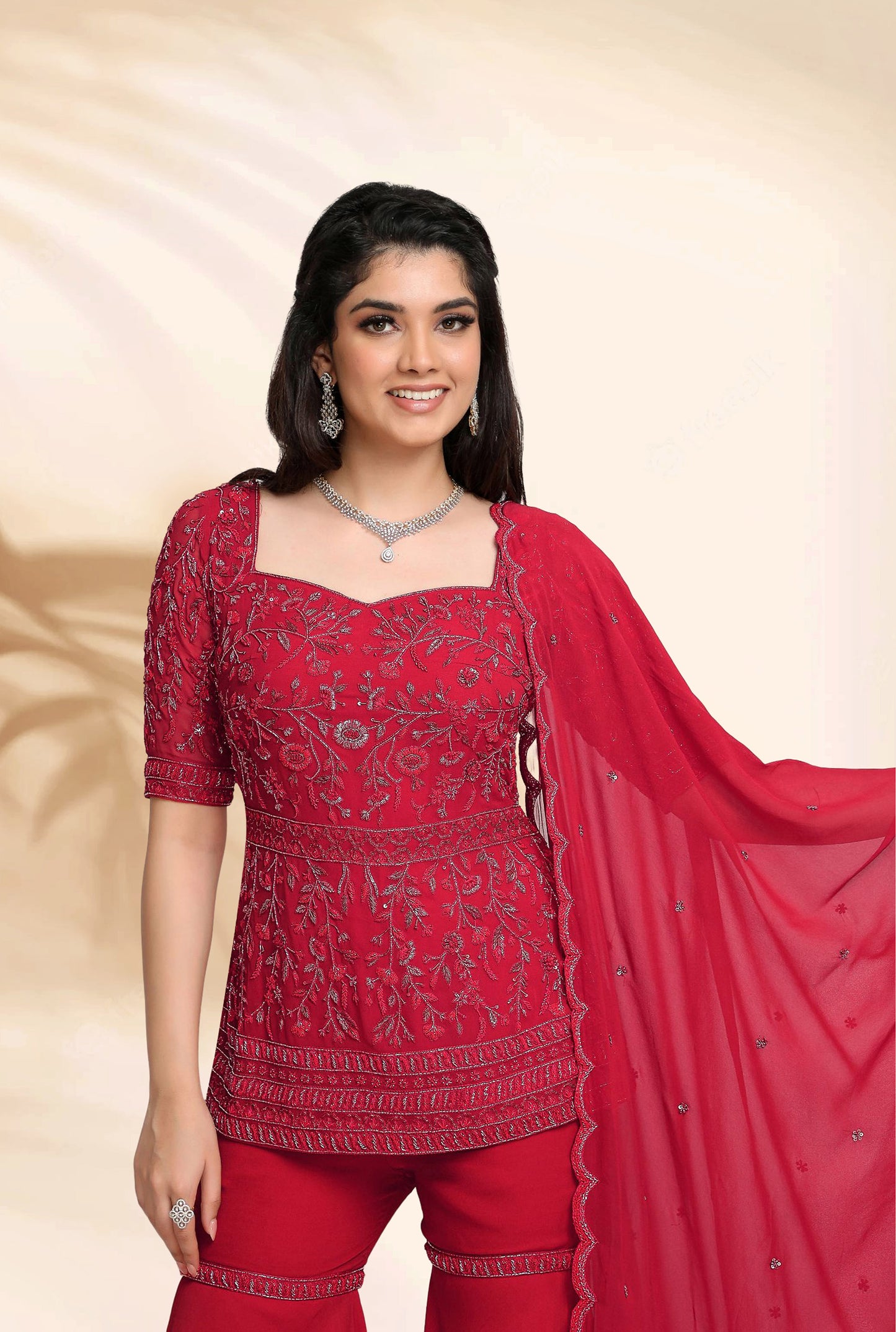 Amarylis Sharara Set- Red