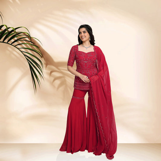 Amarylis Sharara Set- Red