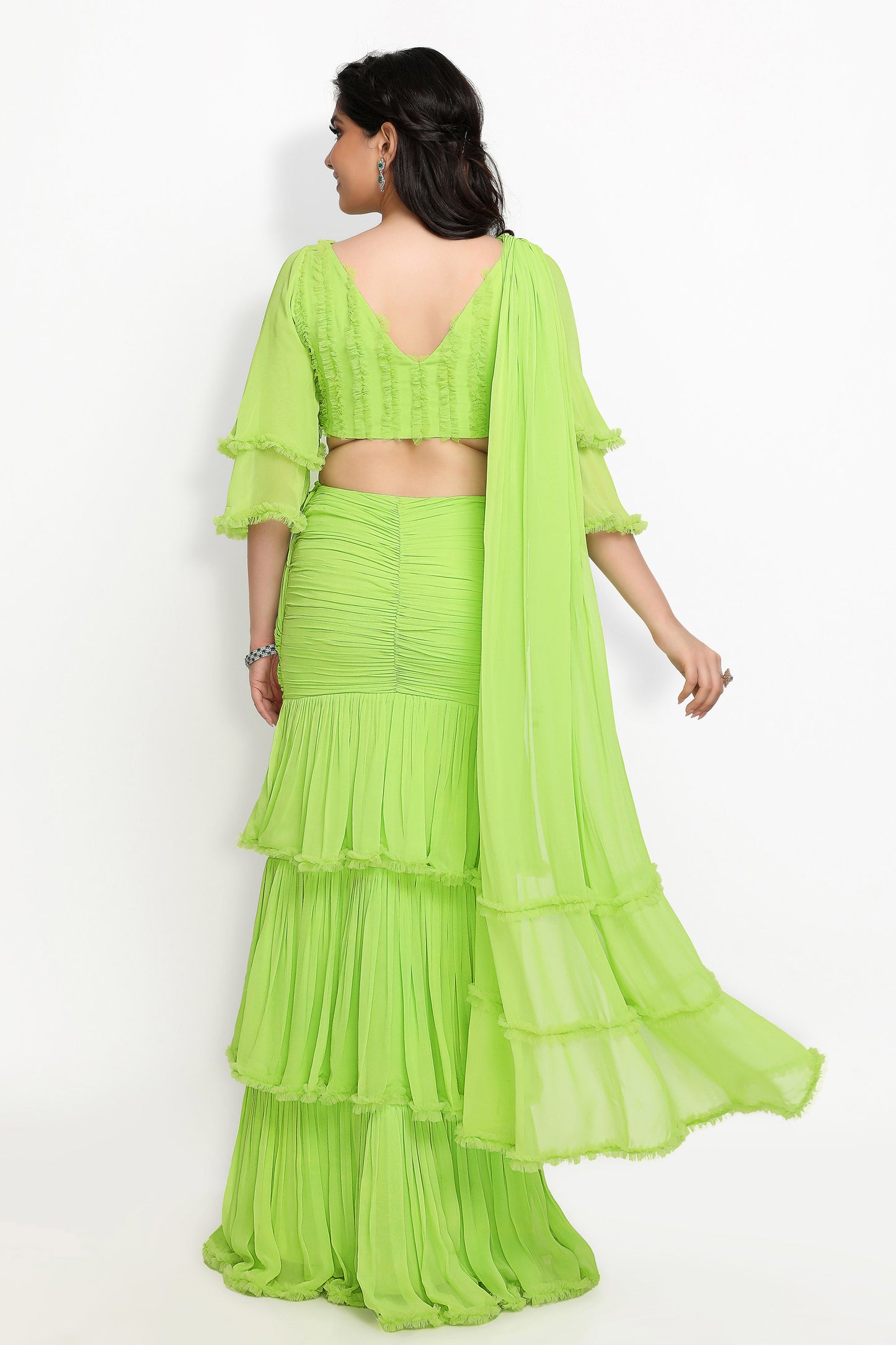 Dahlia Ready to wear Saree Set- Green