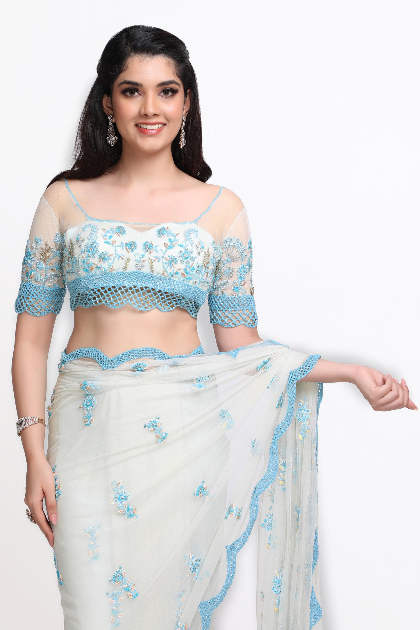 Delphinium Designer Saree- Blue