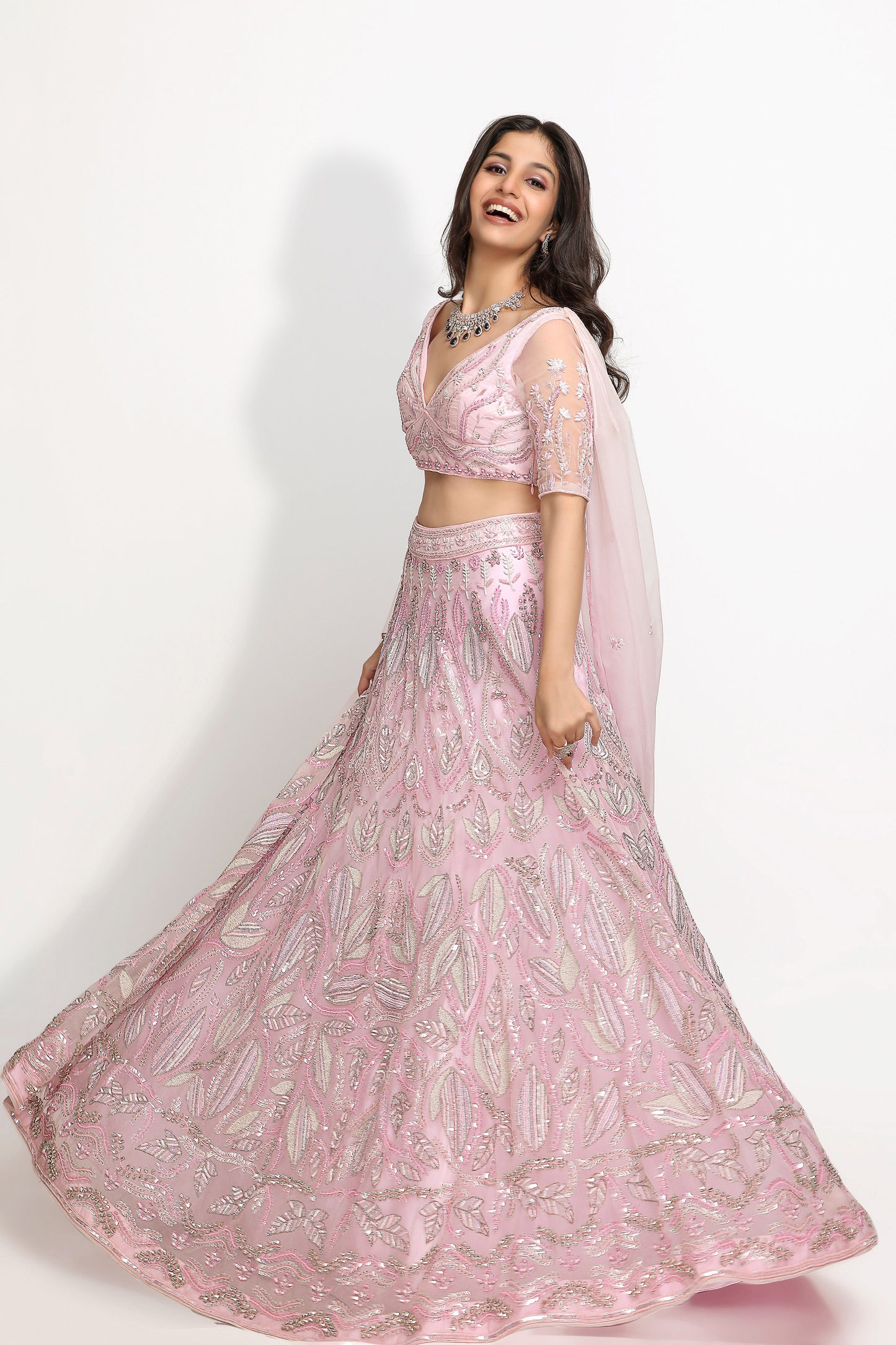 Lotus in Love Designer Bridesmaid Lehenga Set- Lilac