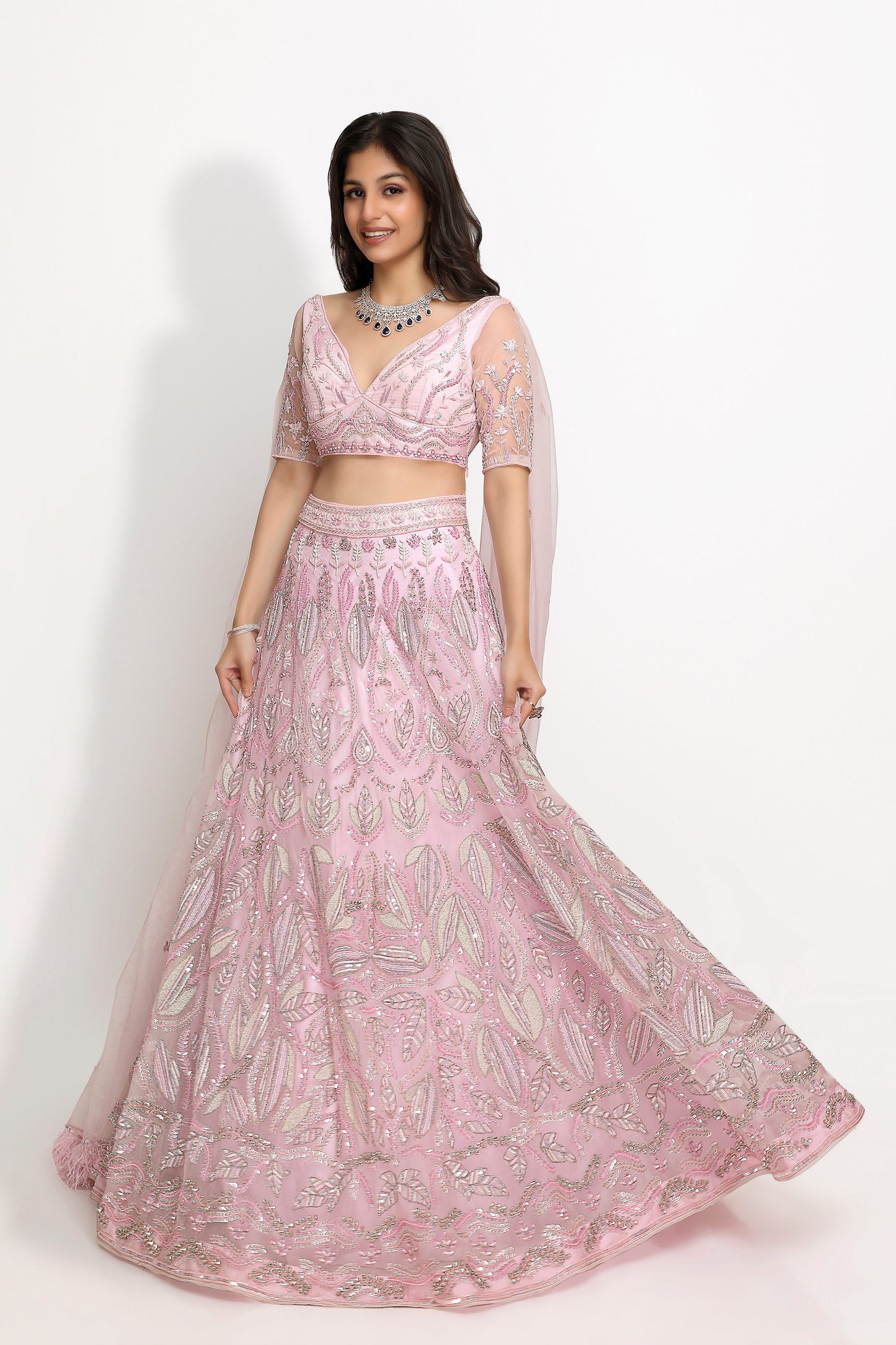 Lotus in Love Designer Bridesmaid Lehenga Set- Lilac