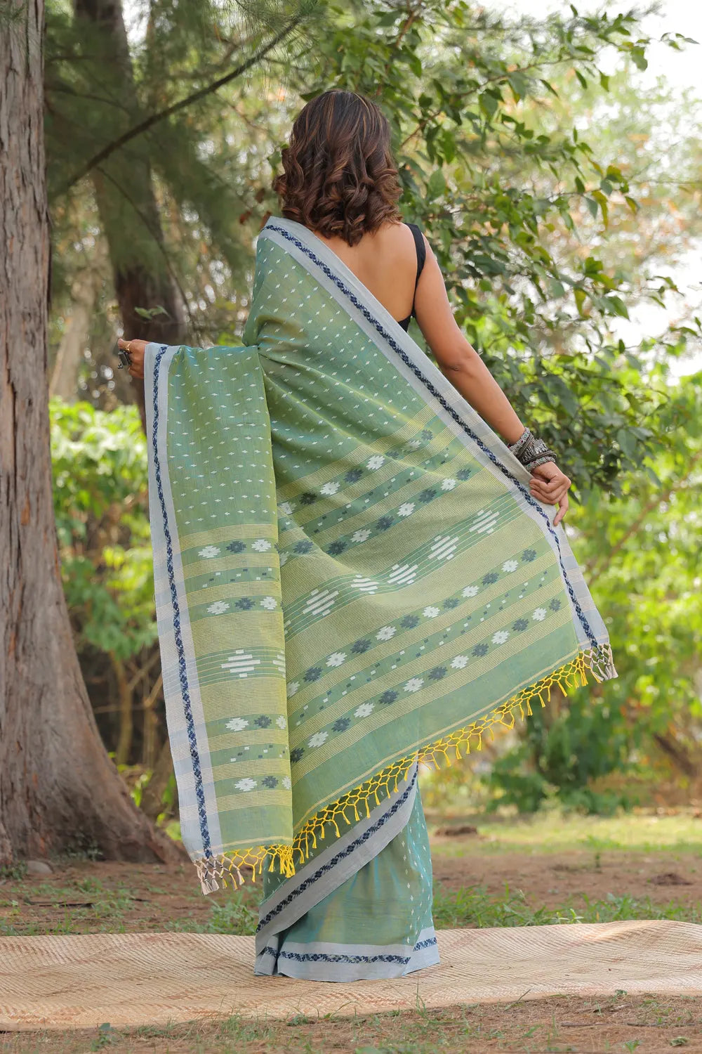 Handloom Cool Green Soft Cotton Saree