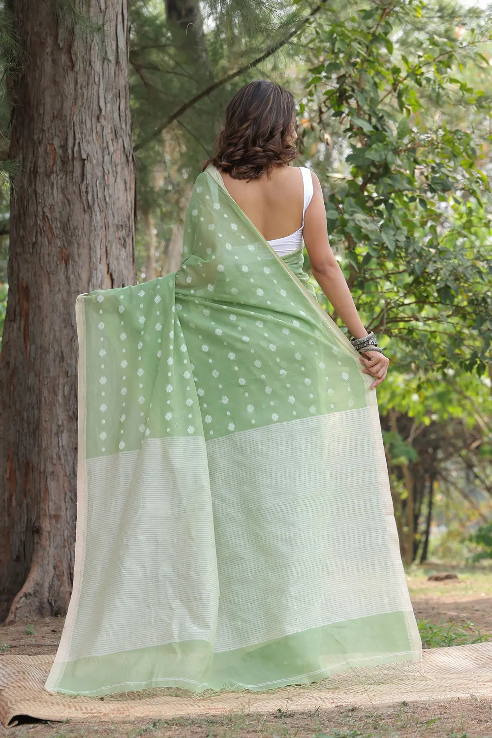 Handloom Light Green Soft Cotton Saree