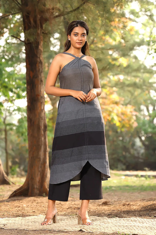 Black & Grey Stripes Pure Cotton Co-ord Set