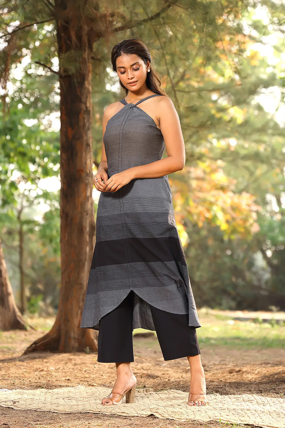 Black & Grey Stripes Pure Cotton Co-ord Set