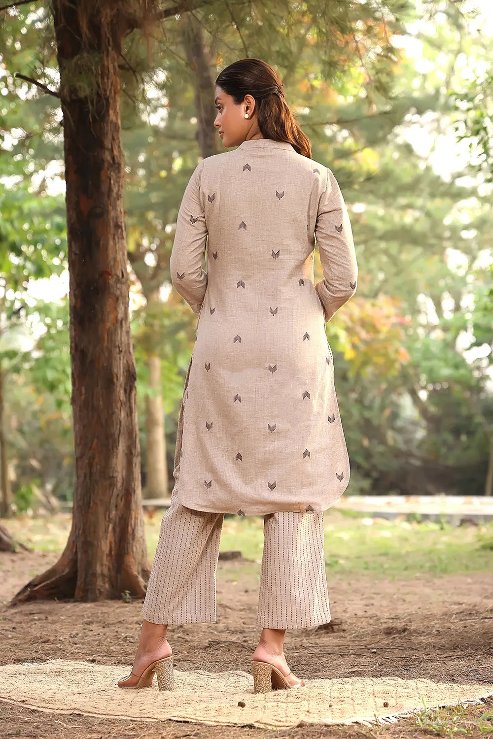 Beige Pure Cotton Kurta Set