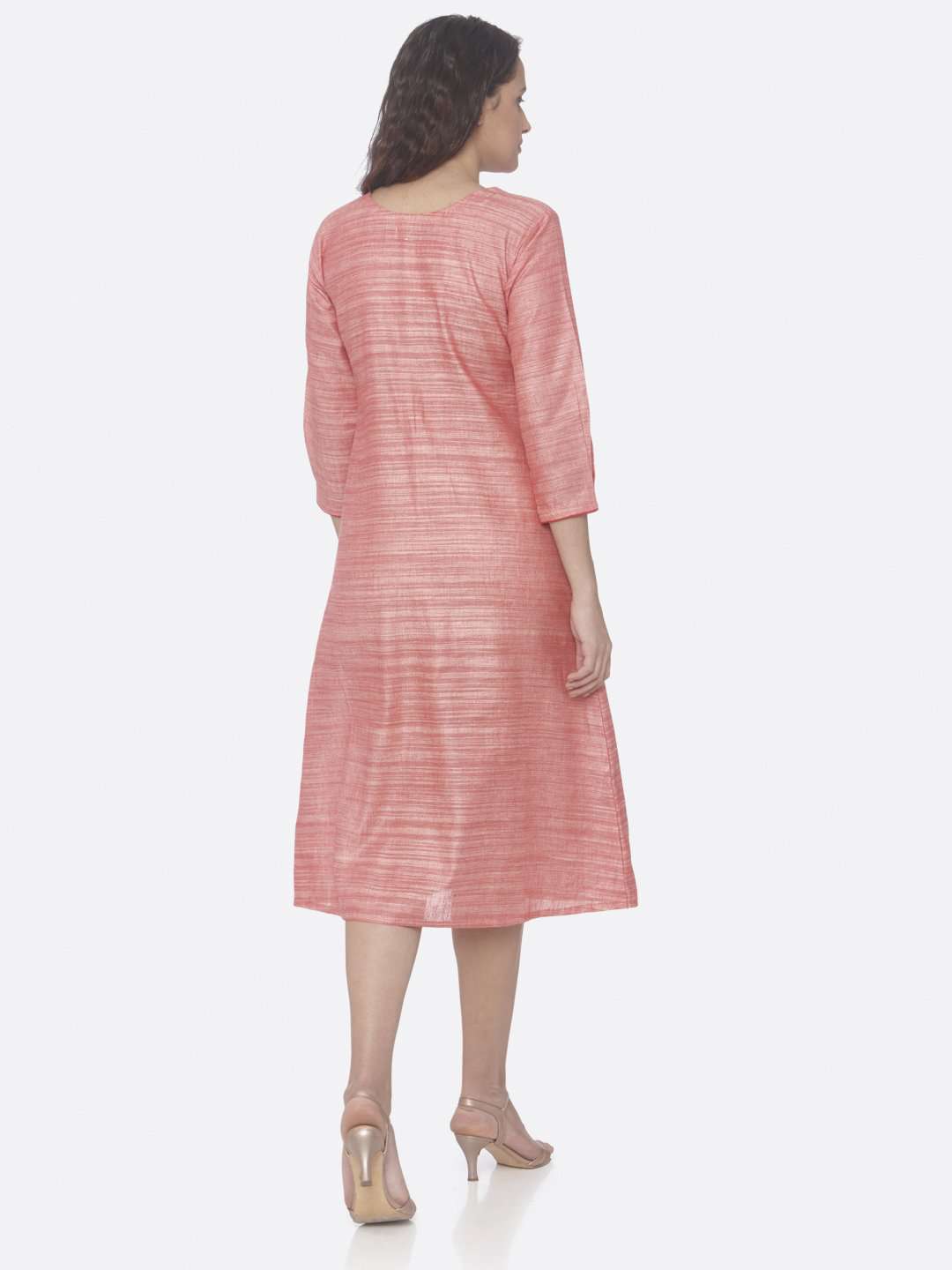 Pink Embroidered Rayon A-Line Dress | Rescue