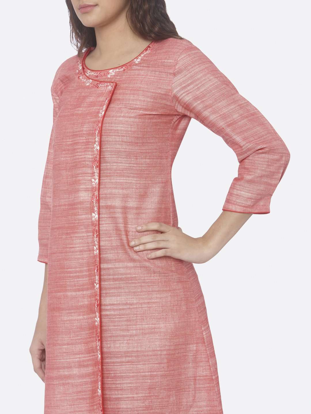 Pink Embroidered Rayon A-Line Dress | Rescue