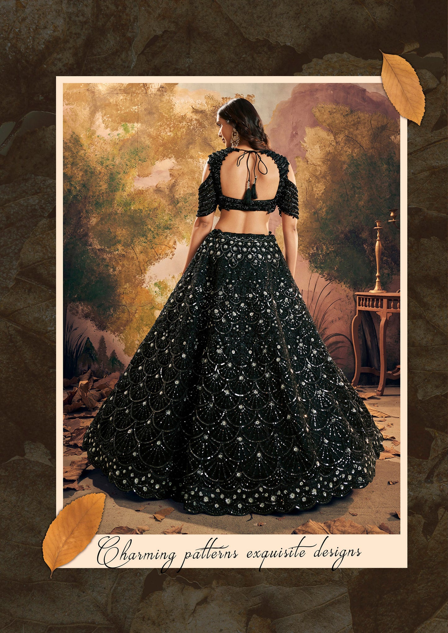 Black Net Hand Embroidery Party Wear Lehenga