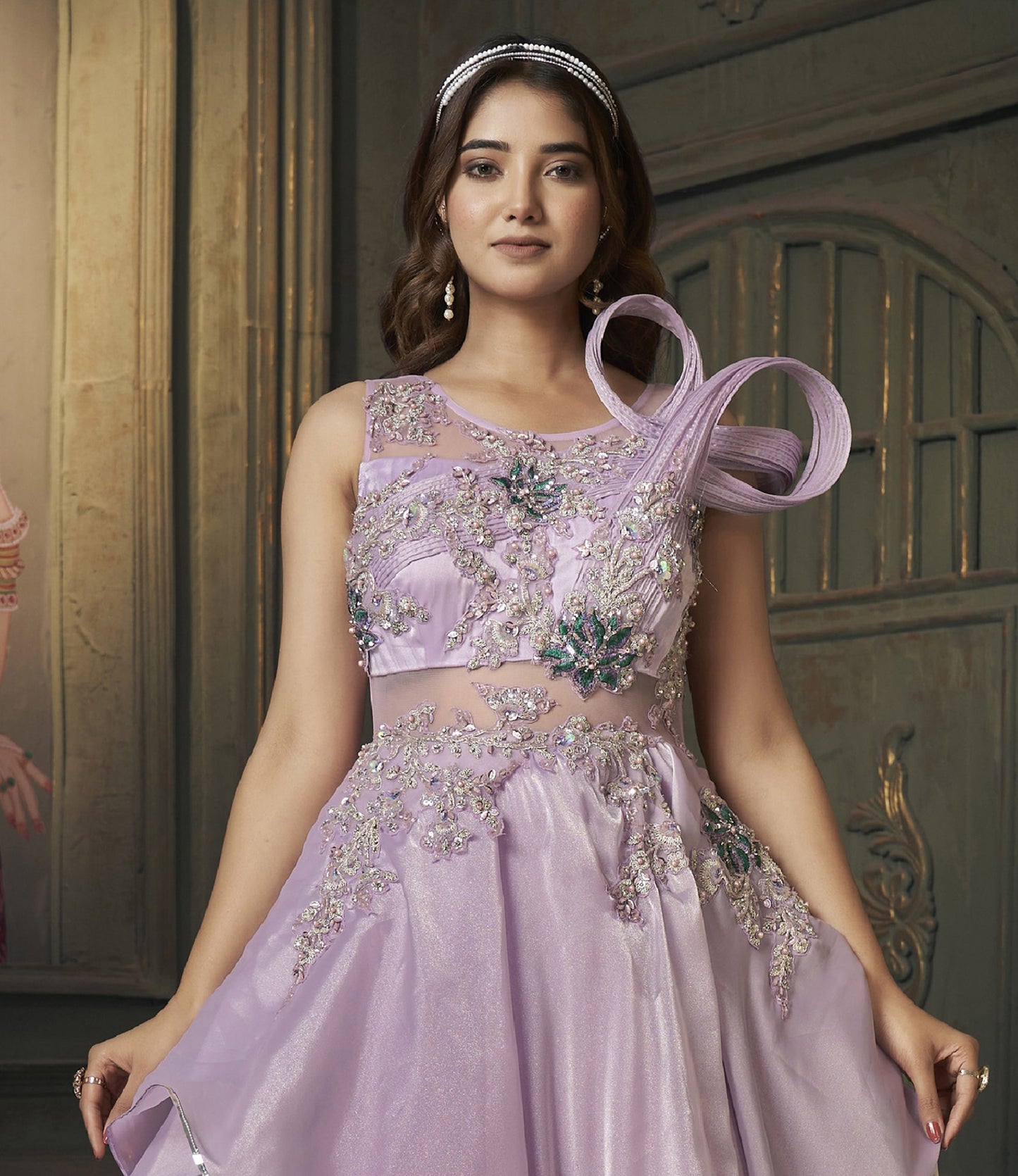 Purple Jimichoo Hand Embroidery Engagement Gown