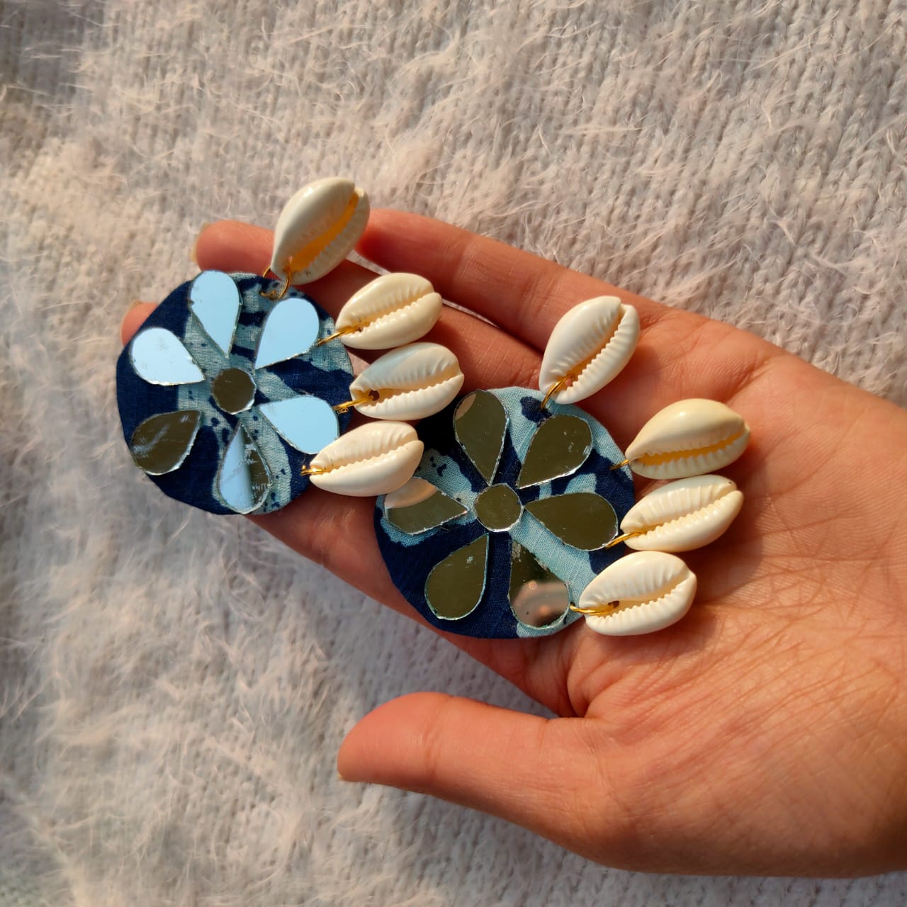 Unique Handmade Fabric Jewellery - Blue