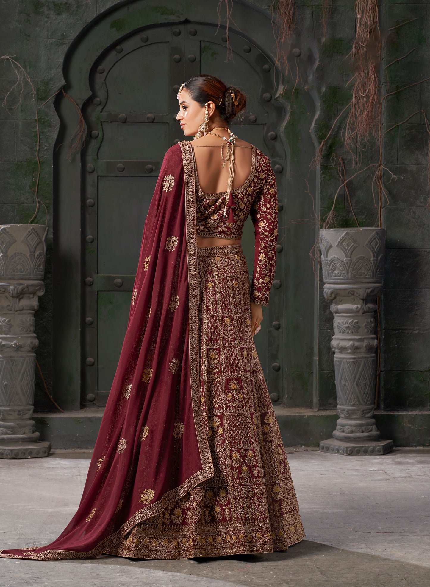 Gorgeous Maroon Codding Georgette Bridal Lehenga Choli With Dupatta