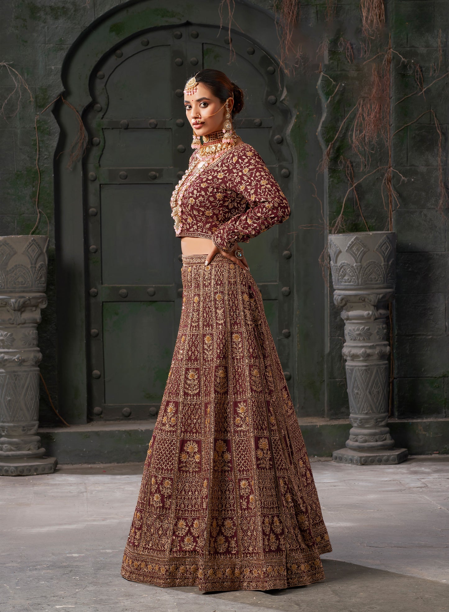 Gorgeous Maroon Codding Georgette Bridal Lehenga Choli With Dupatta