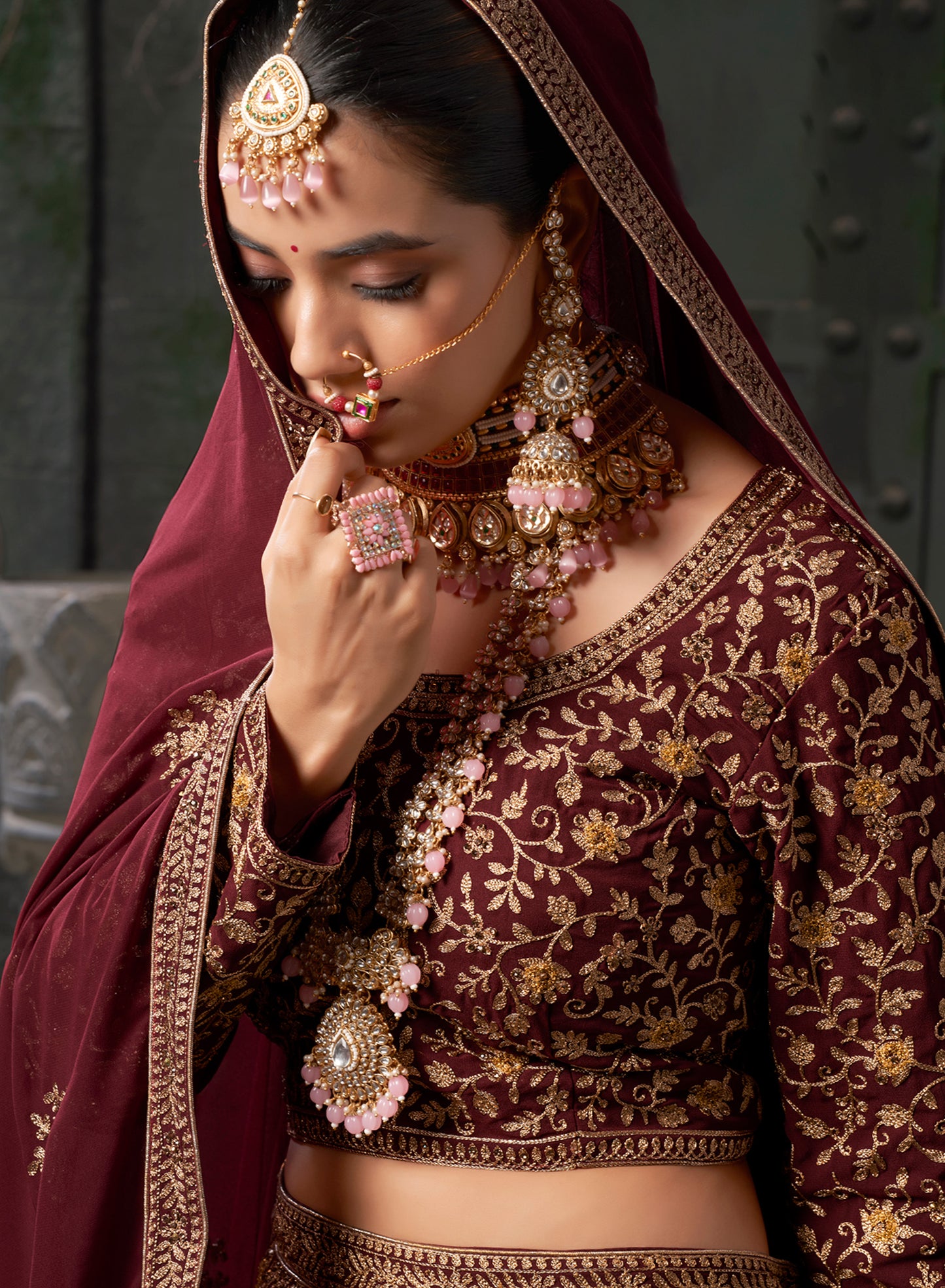 Gorgeous Maroon Codding Georgette Bridal Lehenga Choli With Dupatta