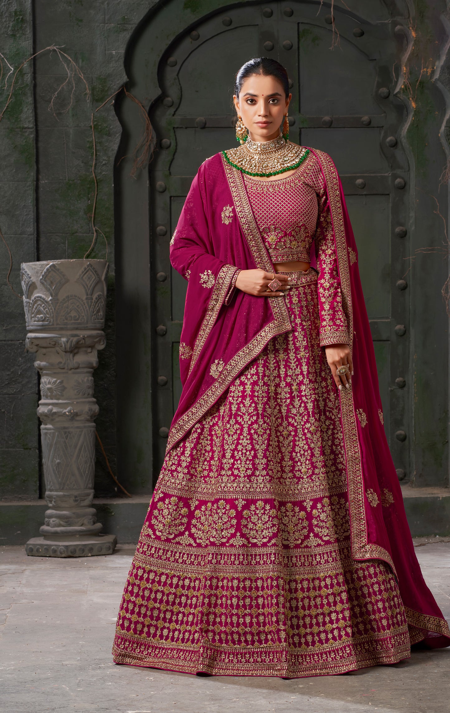 Gorgeous Queen Pink Codding Georgette Bridal Lehenga Choli With Dupatta