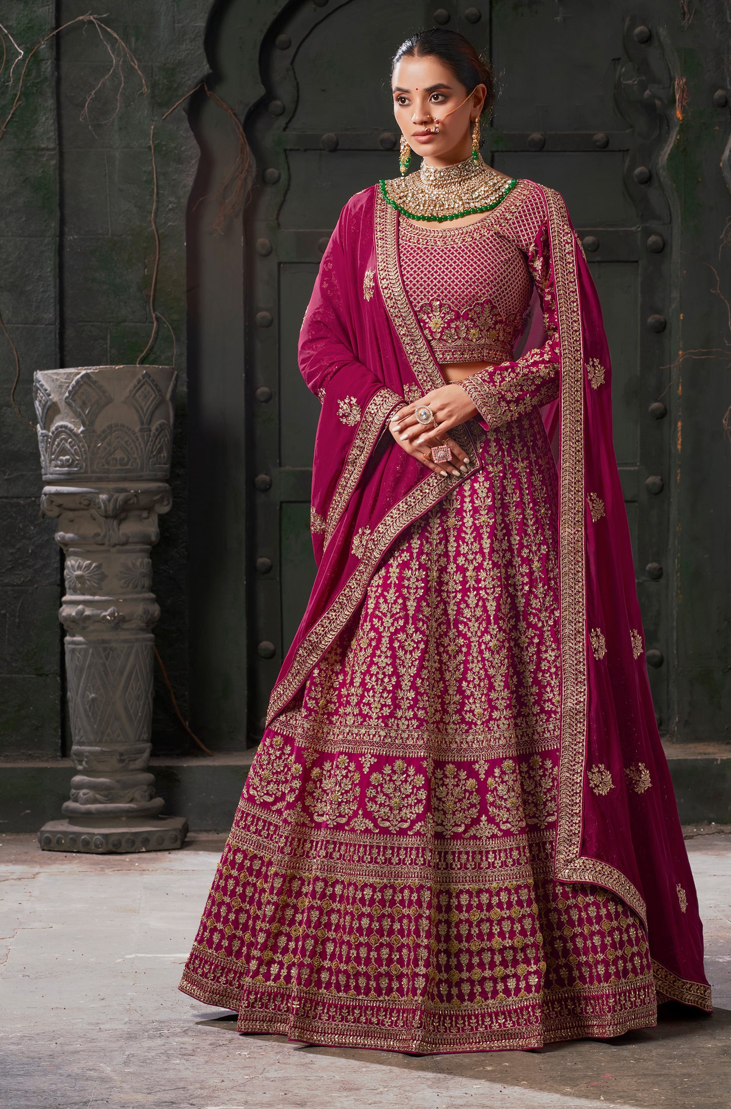 Gorgeous Queen Pink Codding Georgette Bridal Lehenga Choli With Dupatta