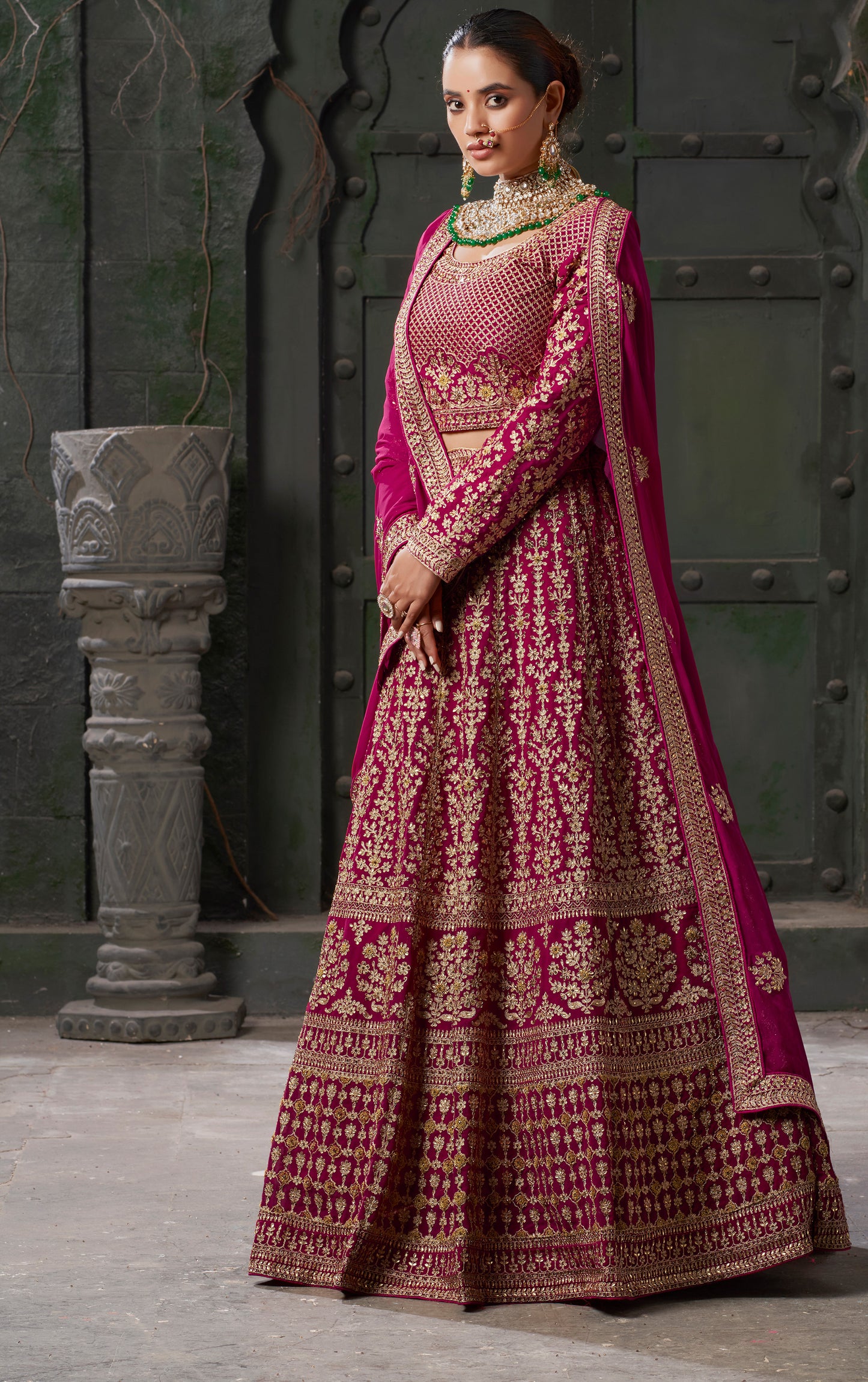 Gorgeous Queen Pink Codding Georgette Bridal Lehenga Choli With Dupatta