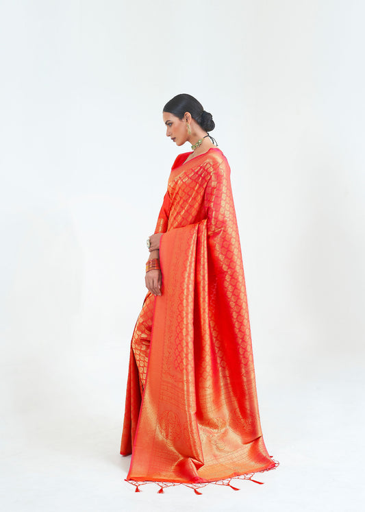 Orange Kumbhi Silk Handloom saree