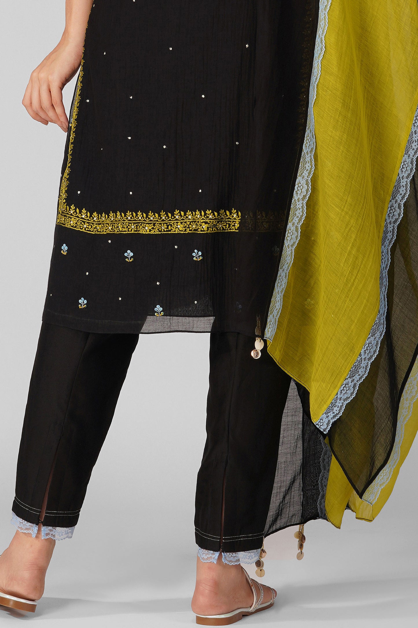 Cosmic flower Black Kurta set