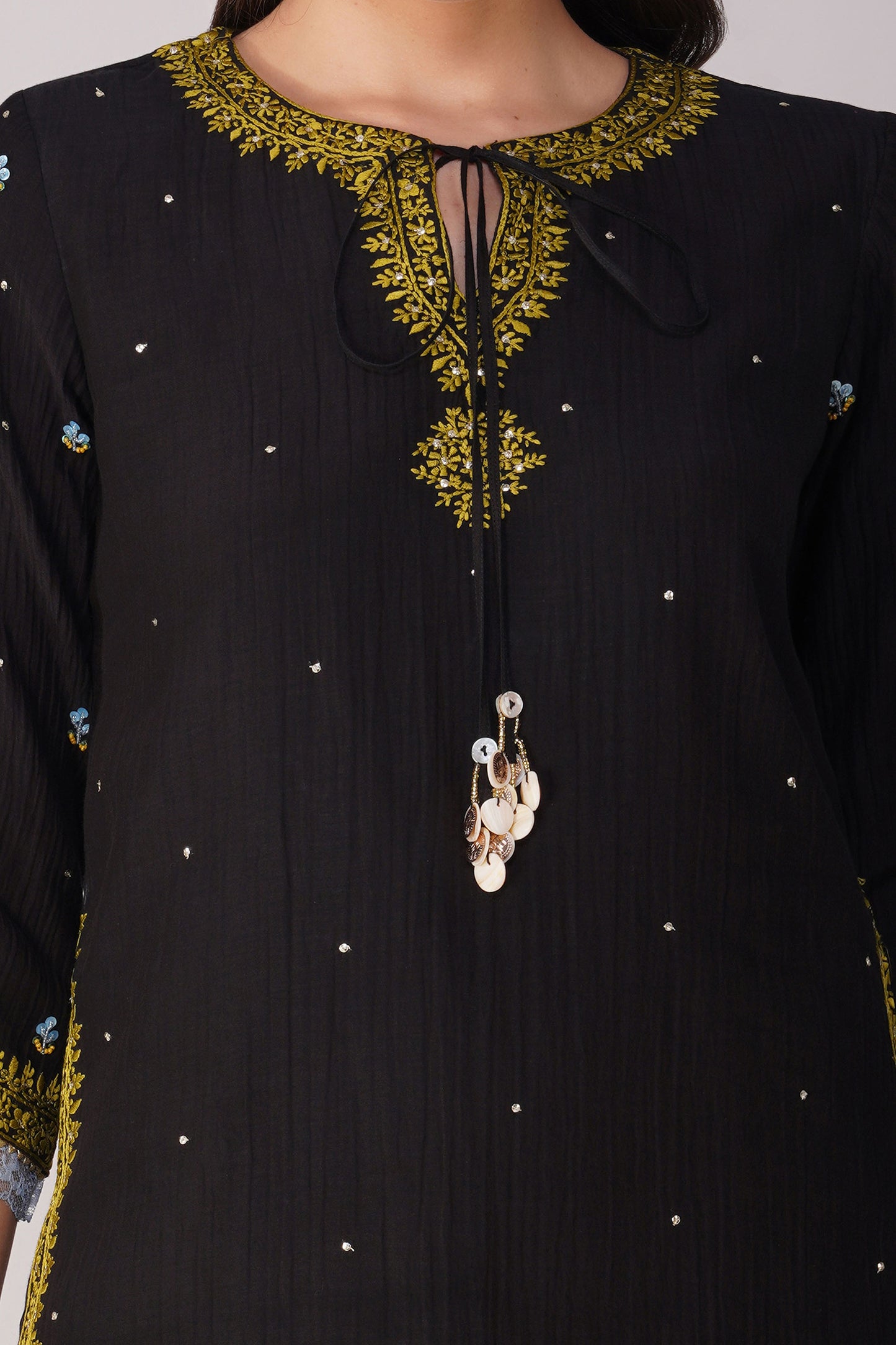 Cosmic flower Black Kurta set