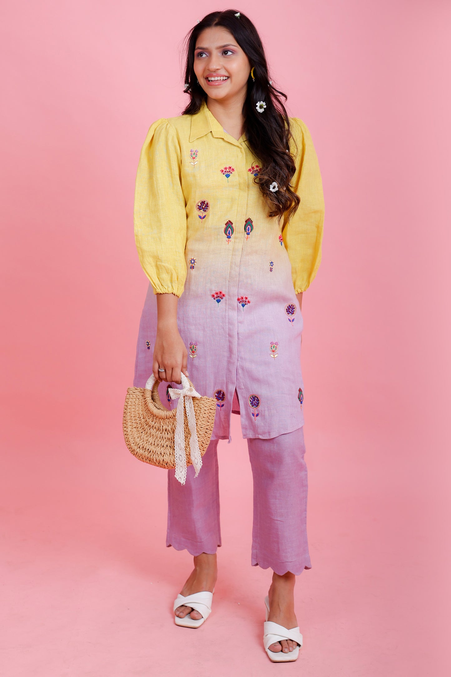 Golden Hour Lemon to Lilac Kurta Pant - Pinash