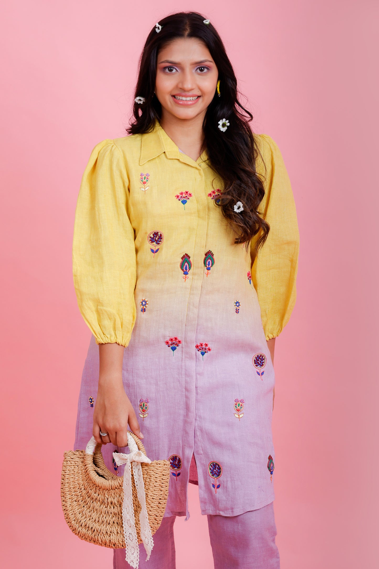 Golden Hour Lemon to Lilac Kurta Pant - Pinash