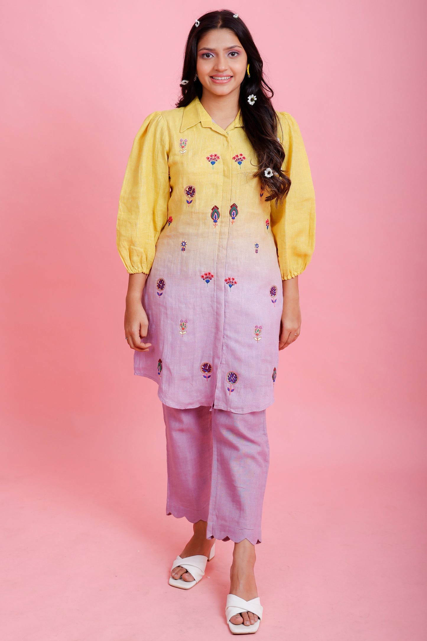 Golden Hour Lemon to Lilac Kurta Pant - Pinash