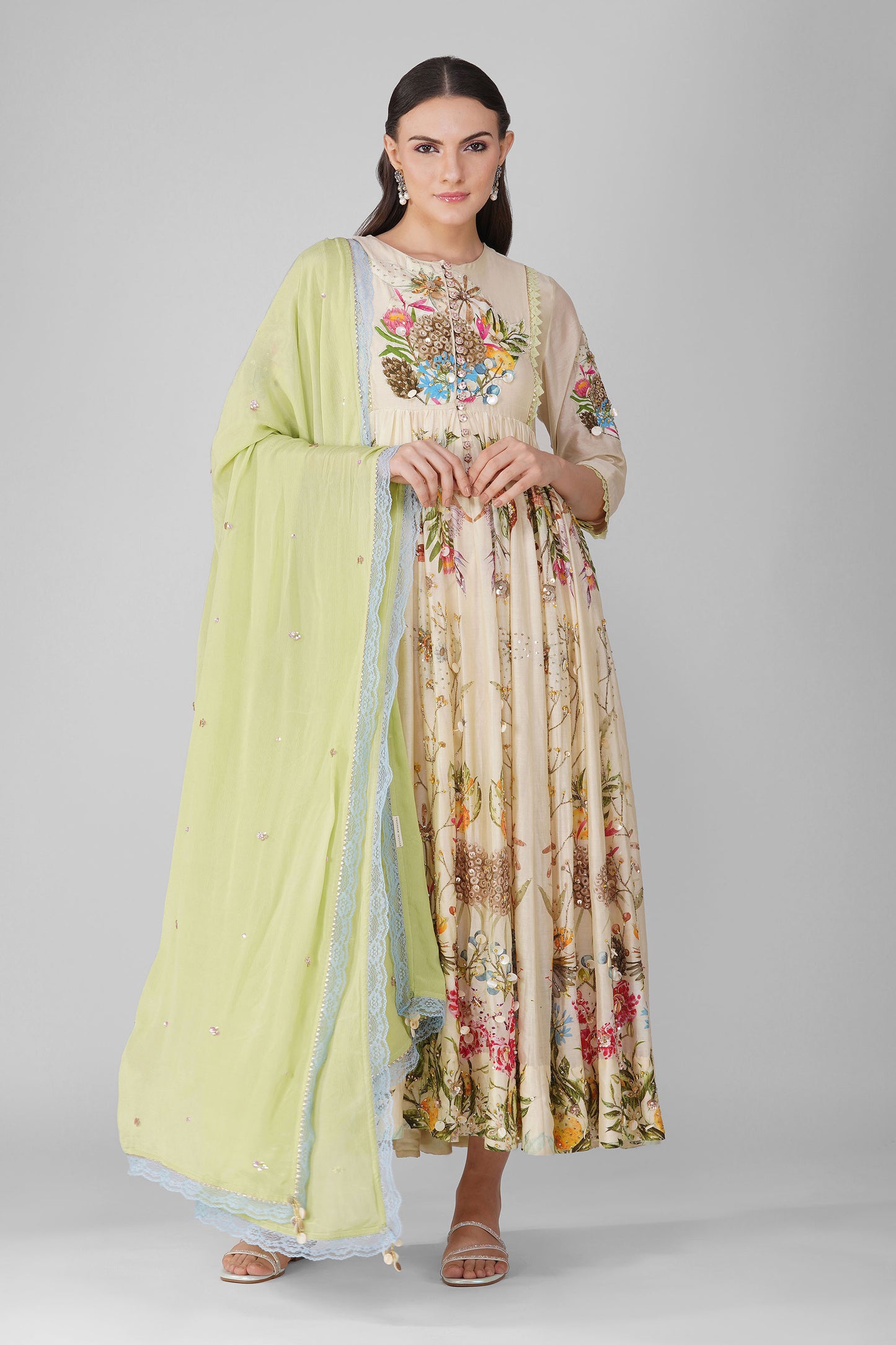 Sky Garden Kora Printed Anarkali Set